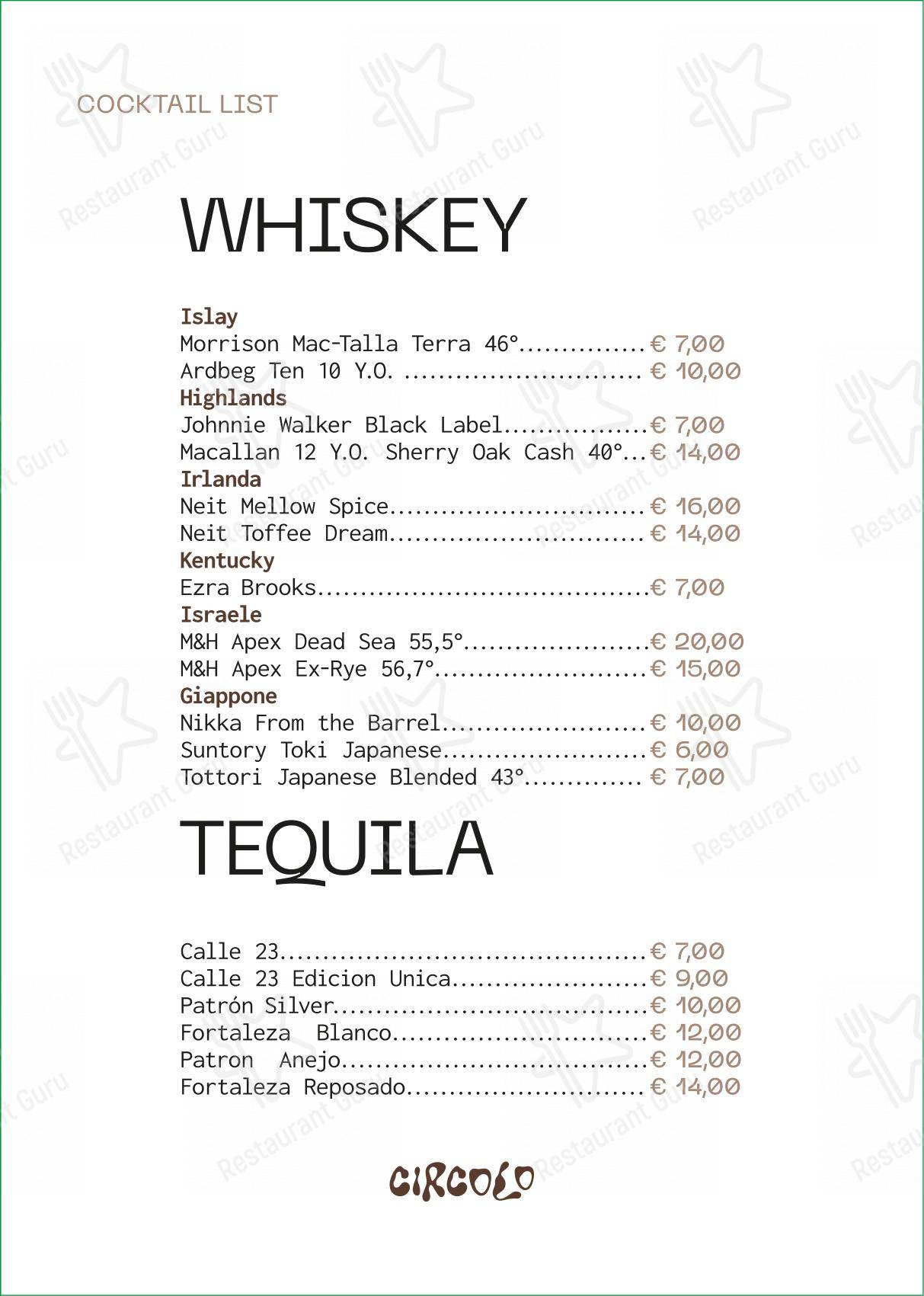 Menu di Casa Exforo - Ночное меню