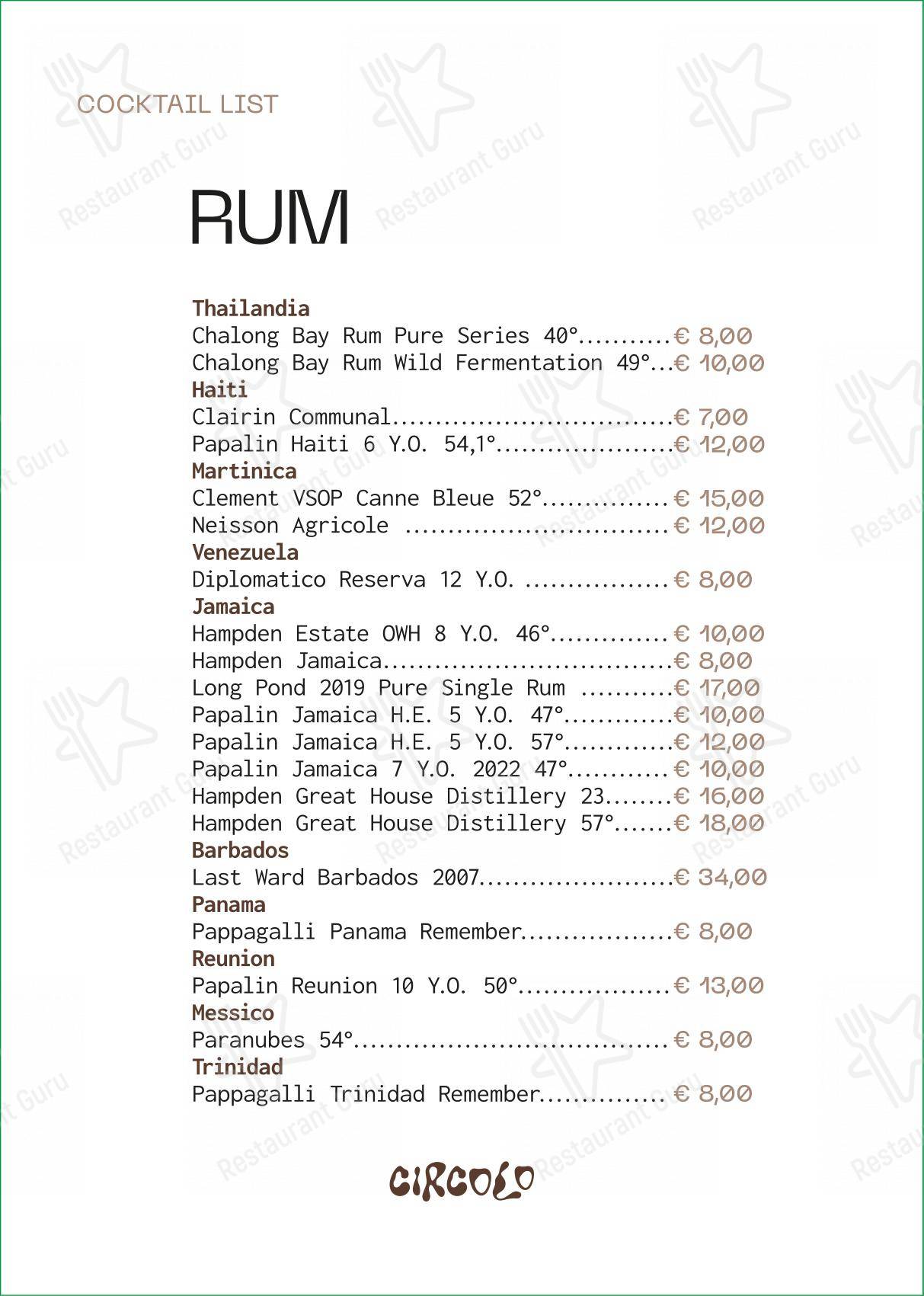 Menu di Casa Exforo - Ночное меню