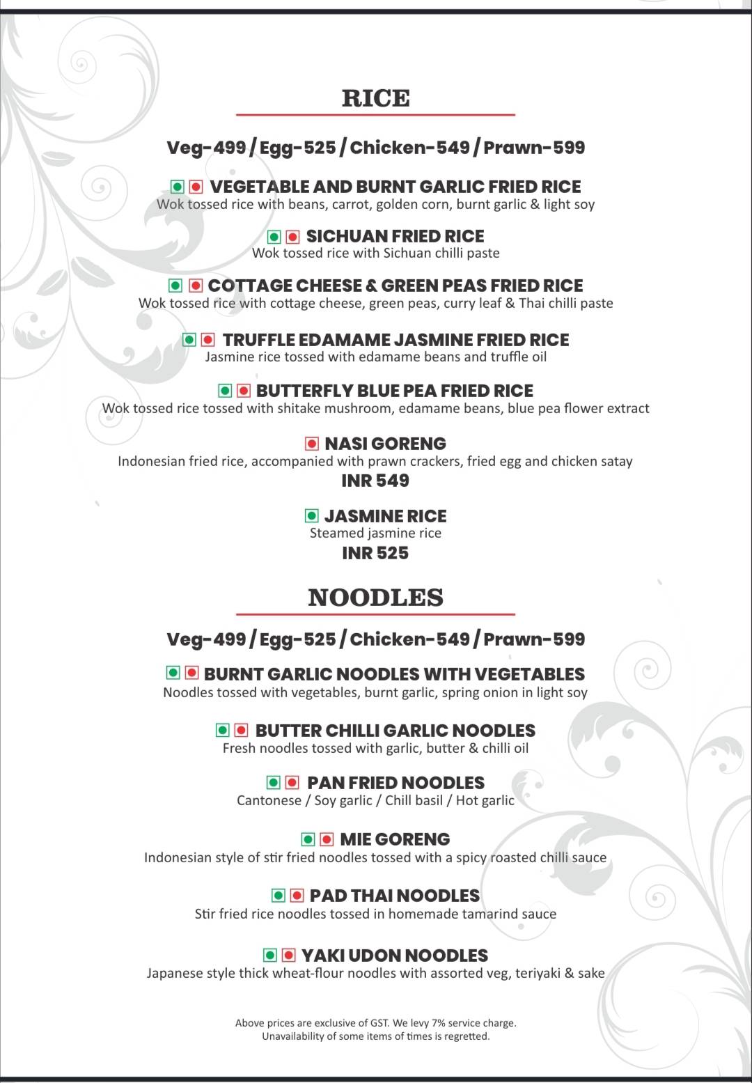 Exotica AKA Zafraan menu