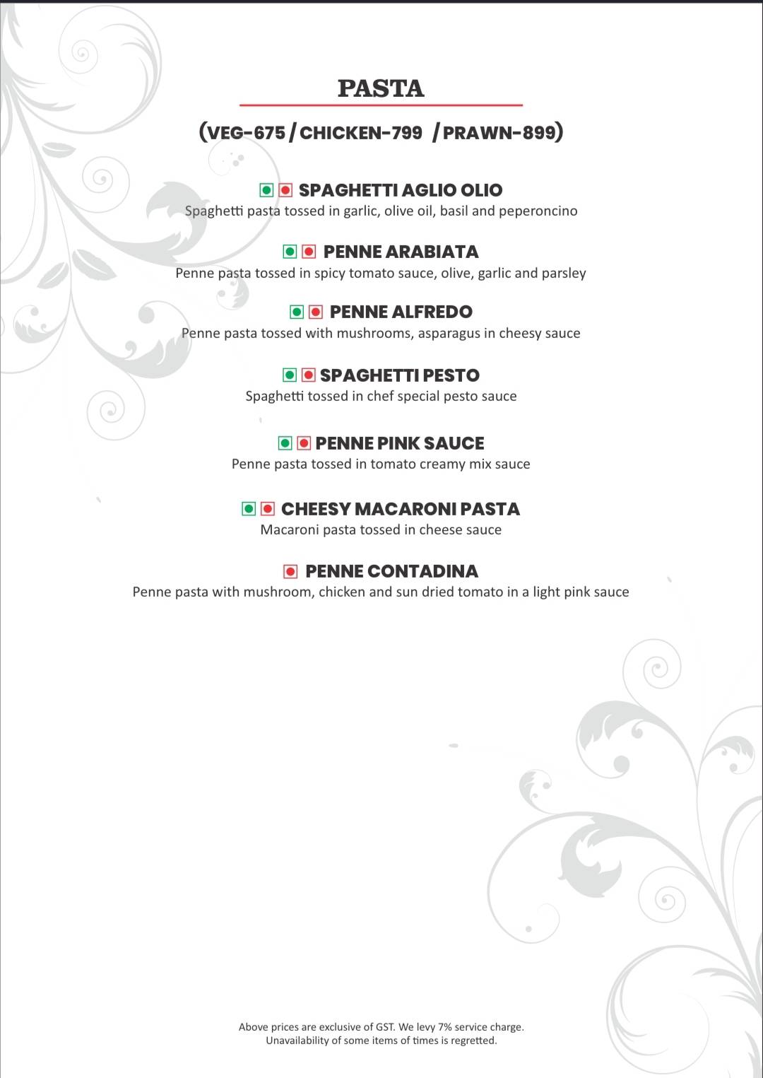 Exotica AKA Zafraan menu