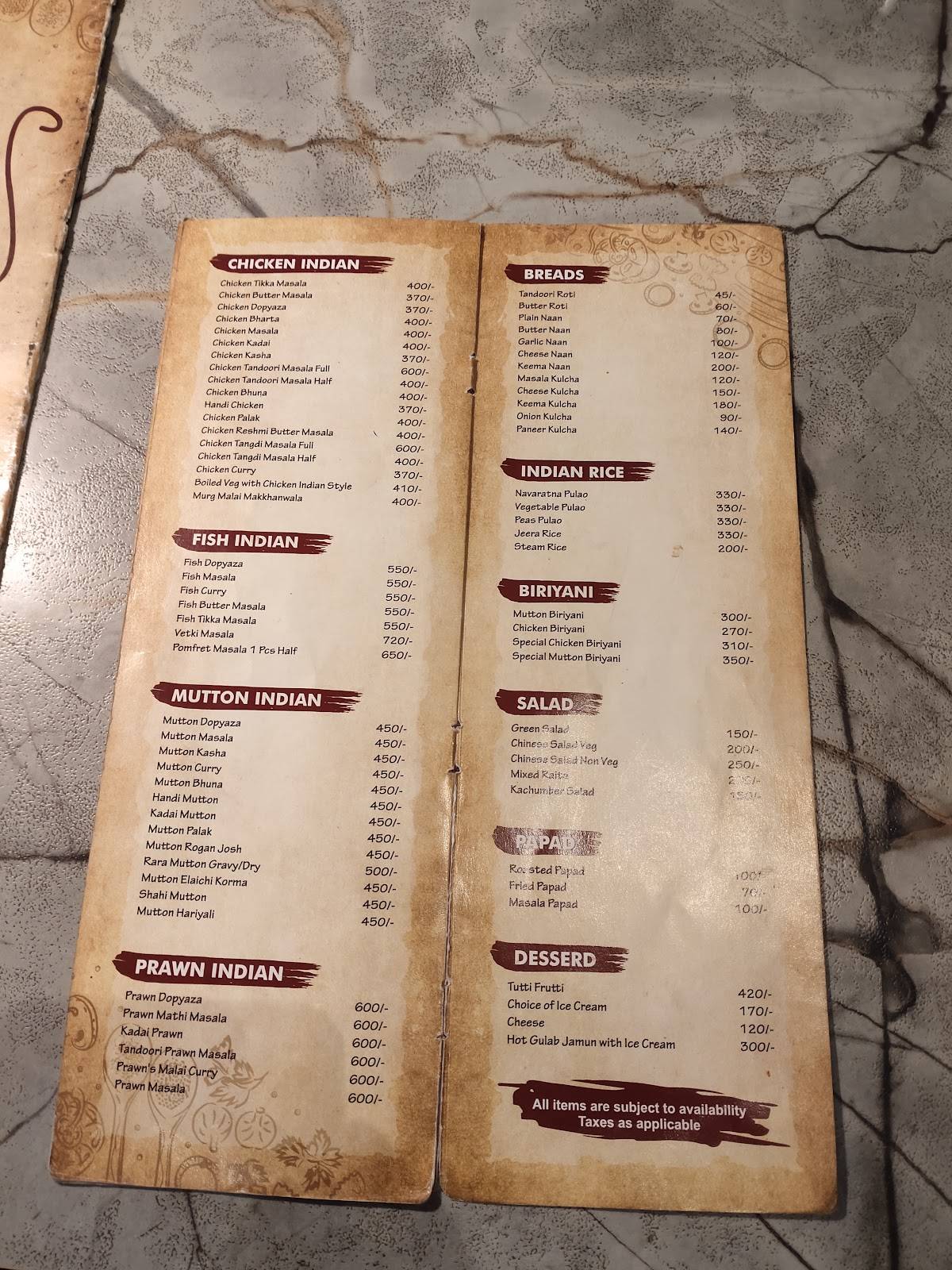 FIESTA Bar & Restaurant menu