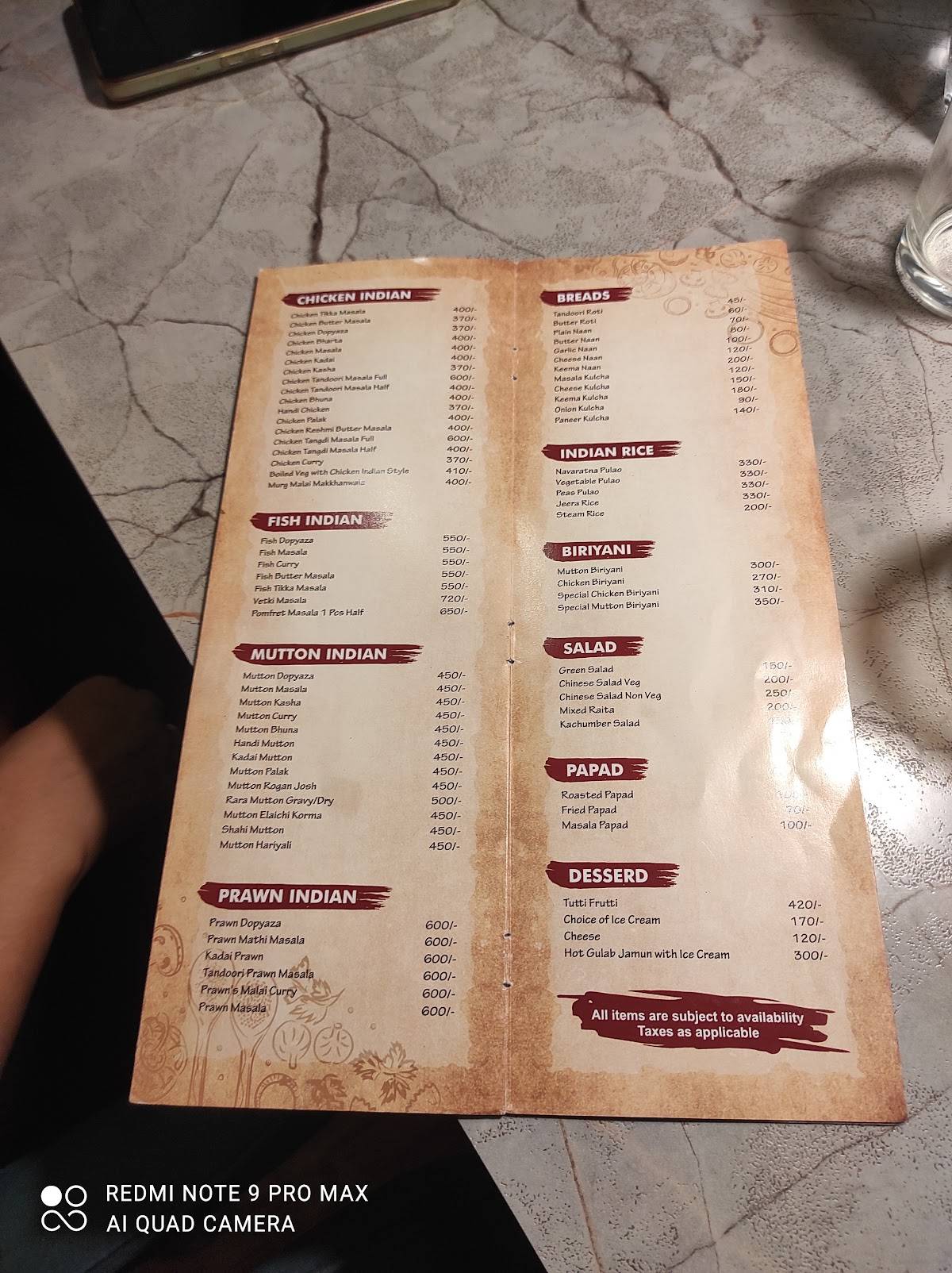 FIESTA Bar & Restaurant menu