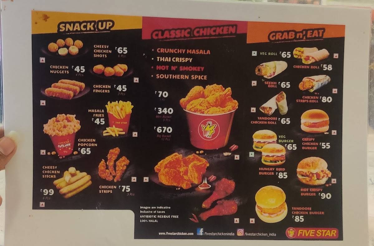 FIVE STAR CHICKEN menu
