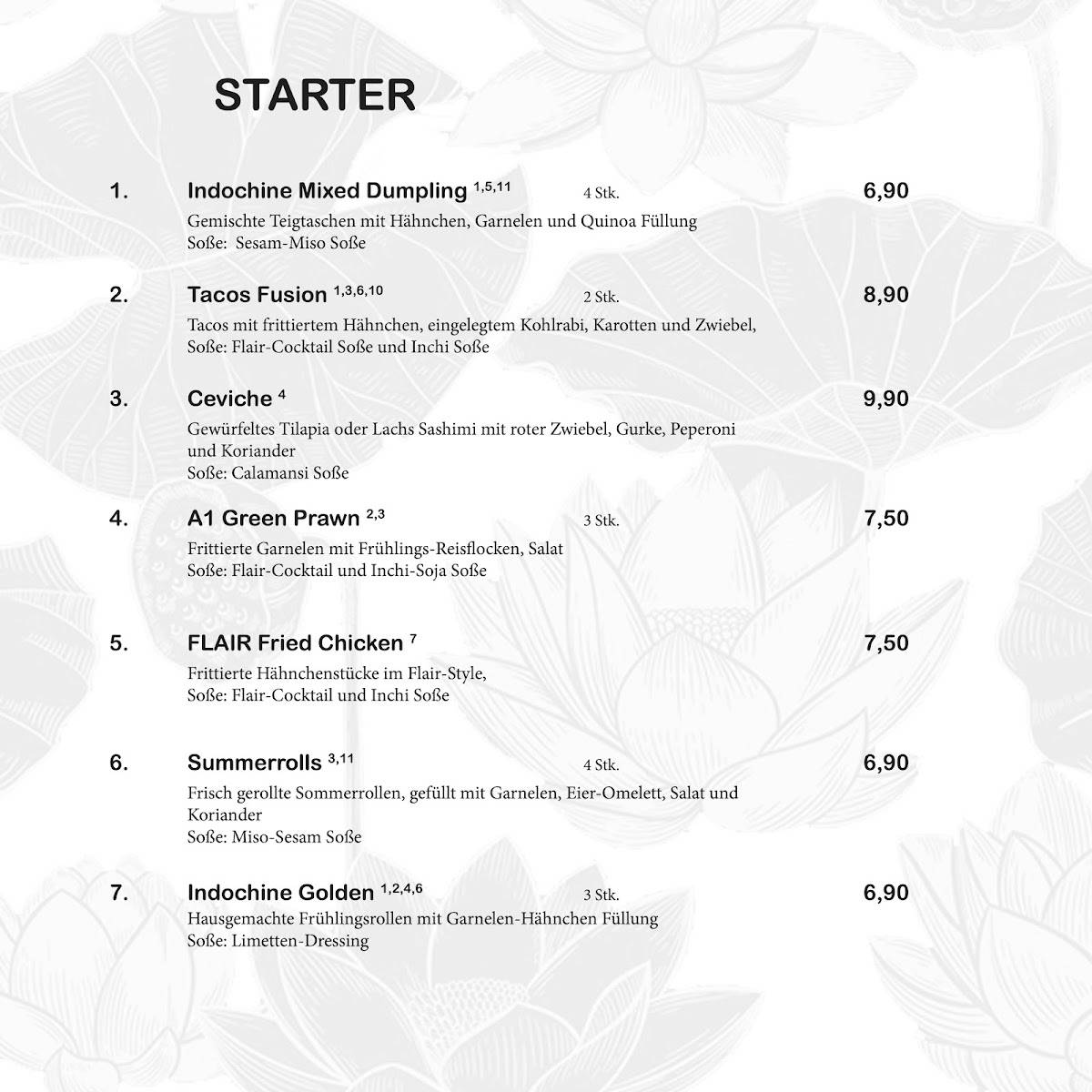 Speisekarte von FLAIR Indochine Restaurant & Bar, Ingolstadt