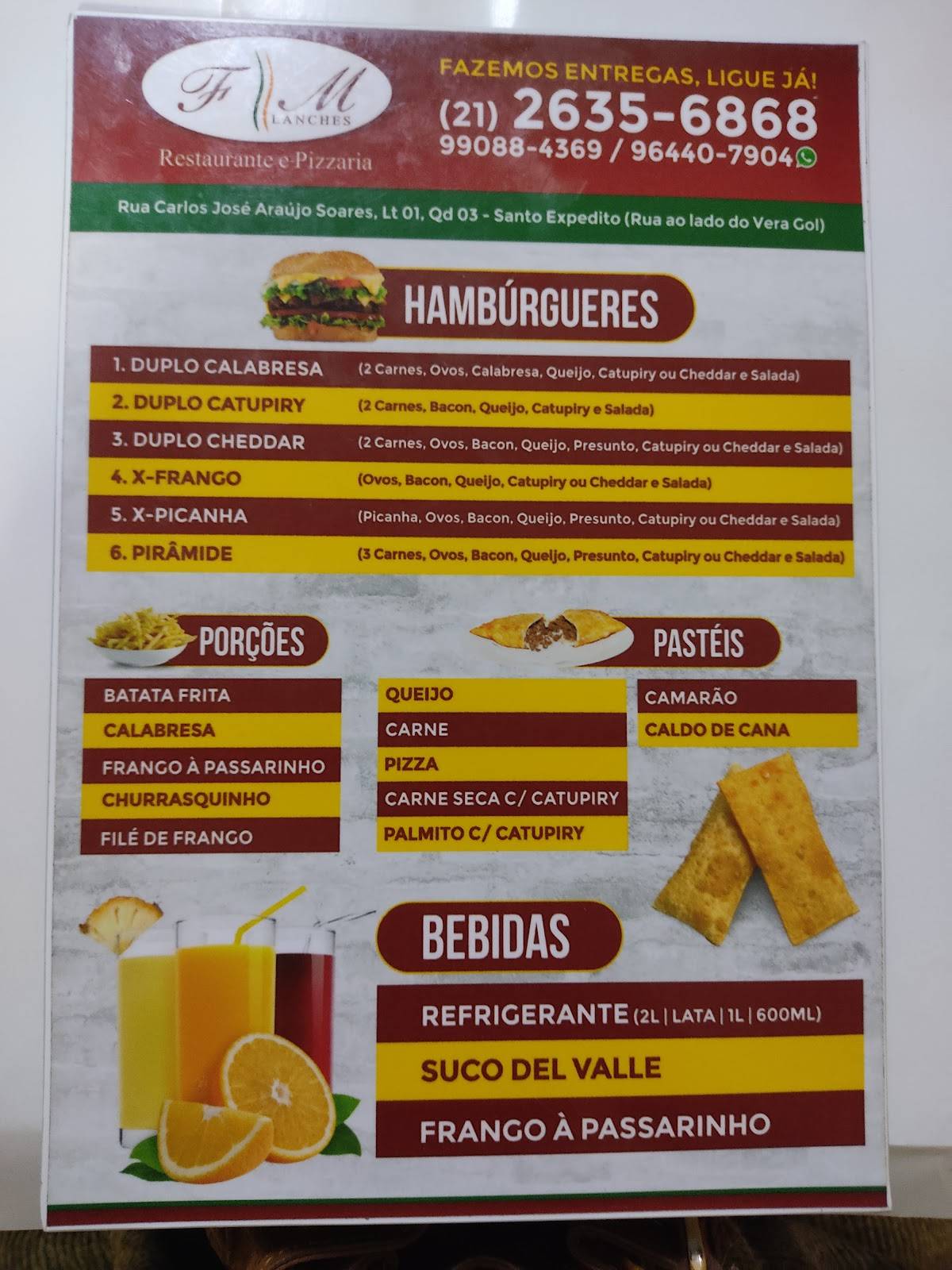 FM Restaurante e Pizzaria cardápio