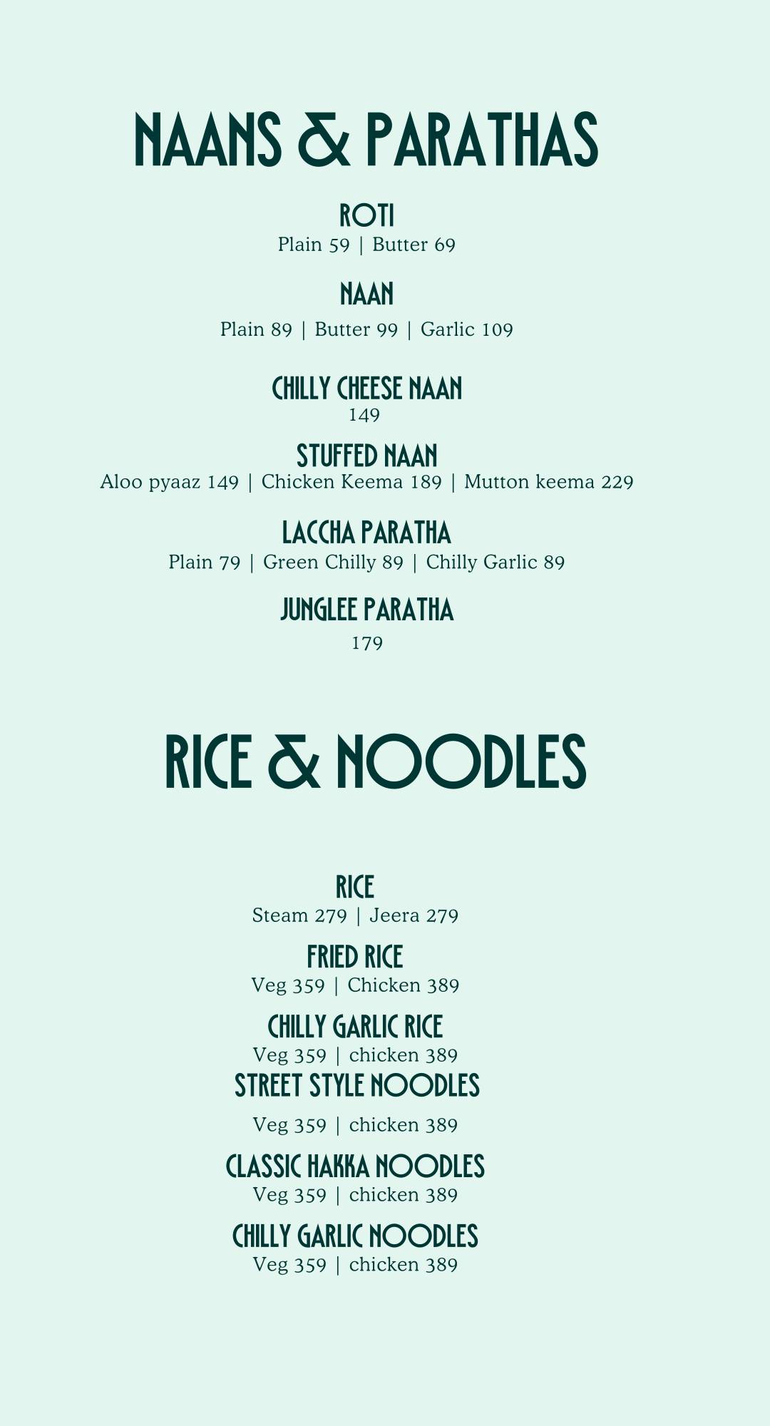 FO- Food Overloded menu