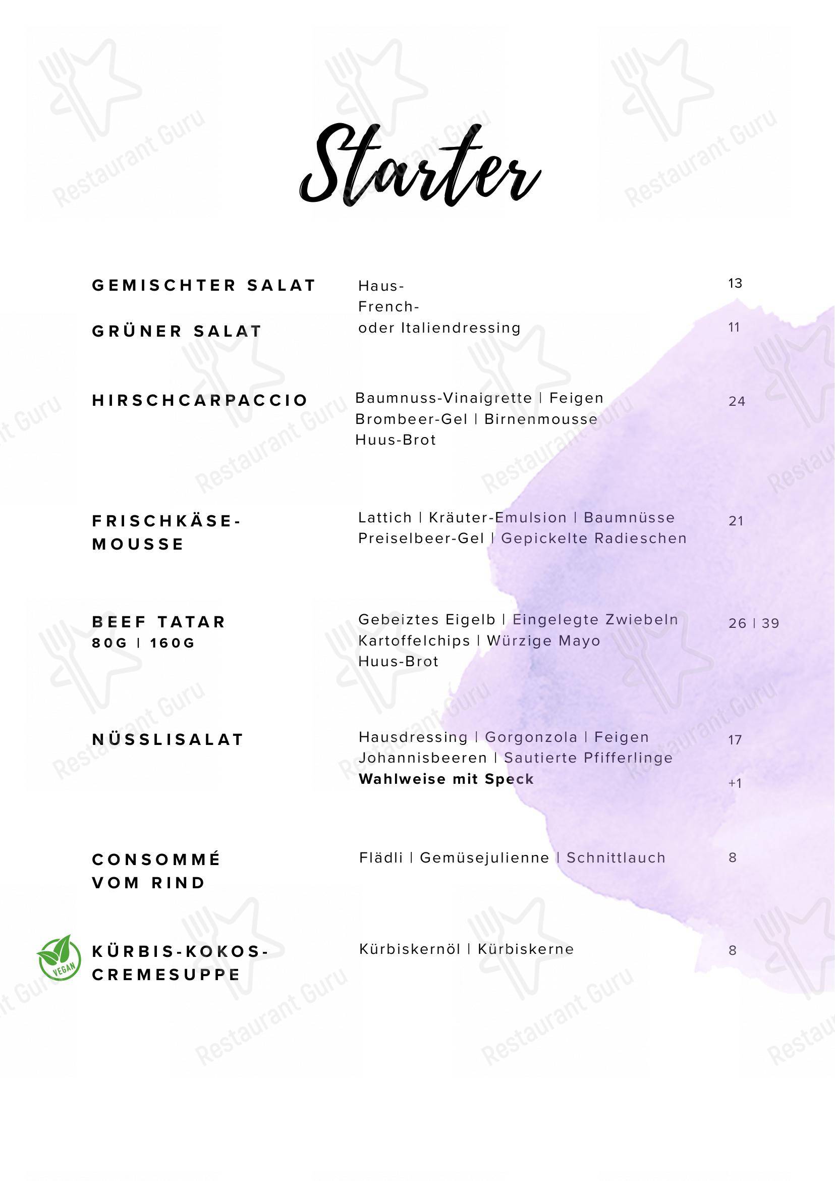 FORUM Restaurant Bar Zigarrenlounge in Widnau - Menu