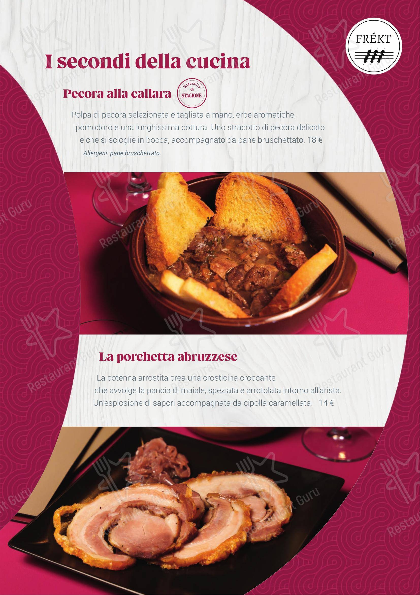 Menu per FREKT RISTORANTE ABRUZZESE ristorante