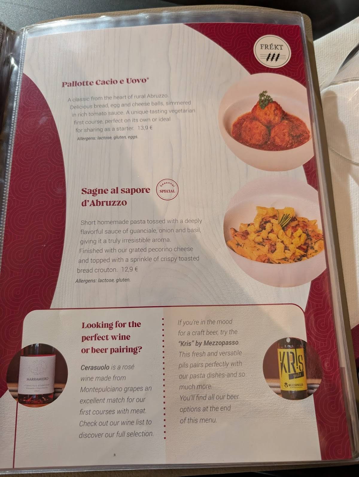 Menu di FREKT RISTORANTE ABRUZZESE 