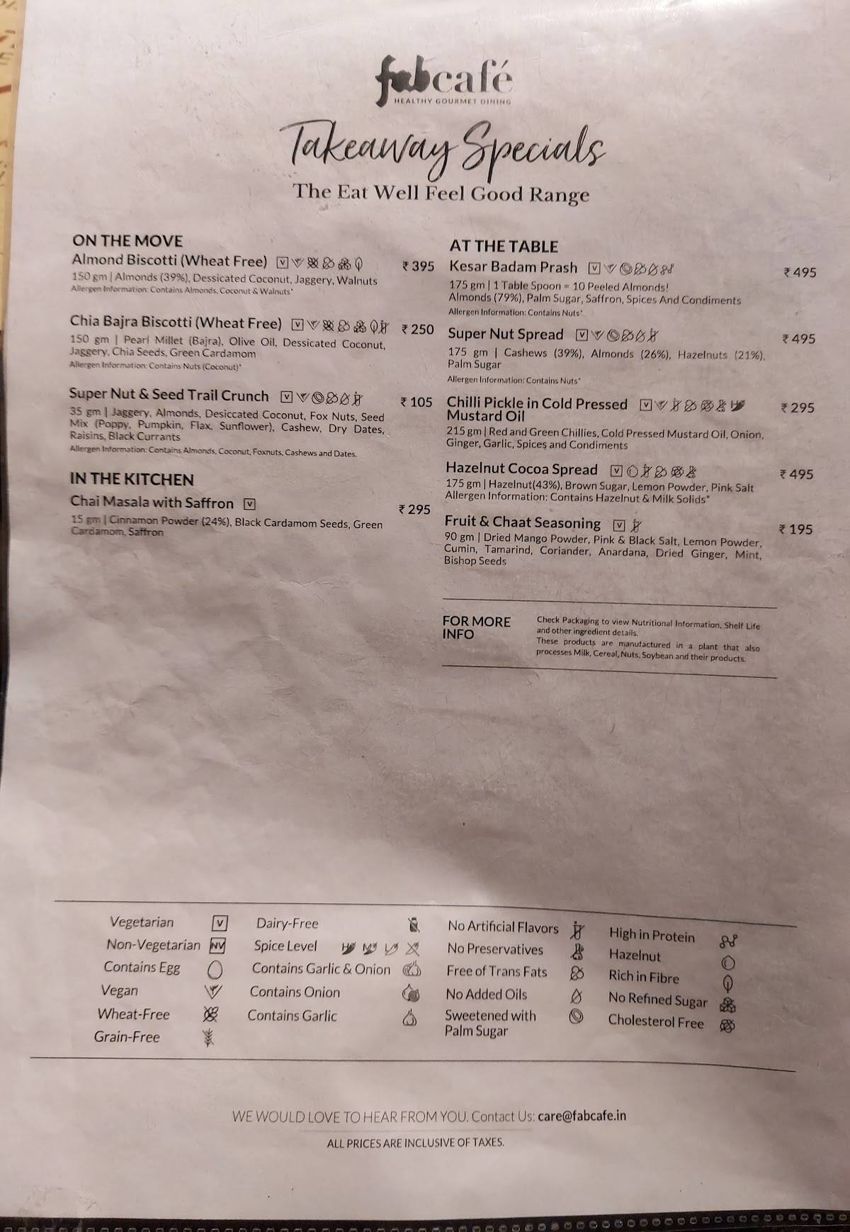 Fabcafe by Fabindia - Vasant Kunj menu