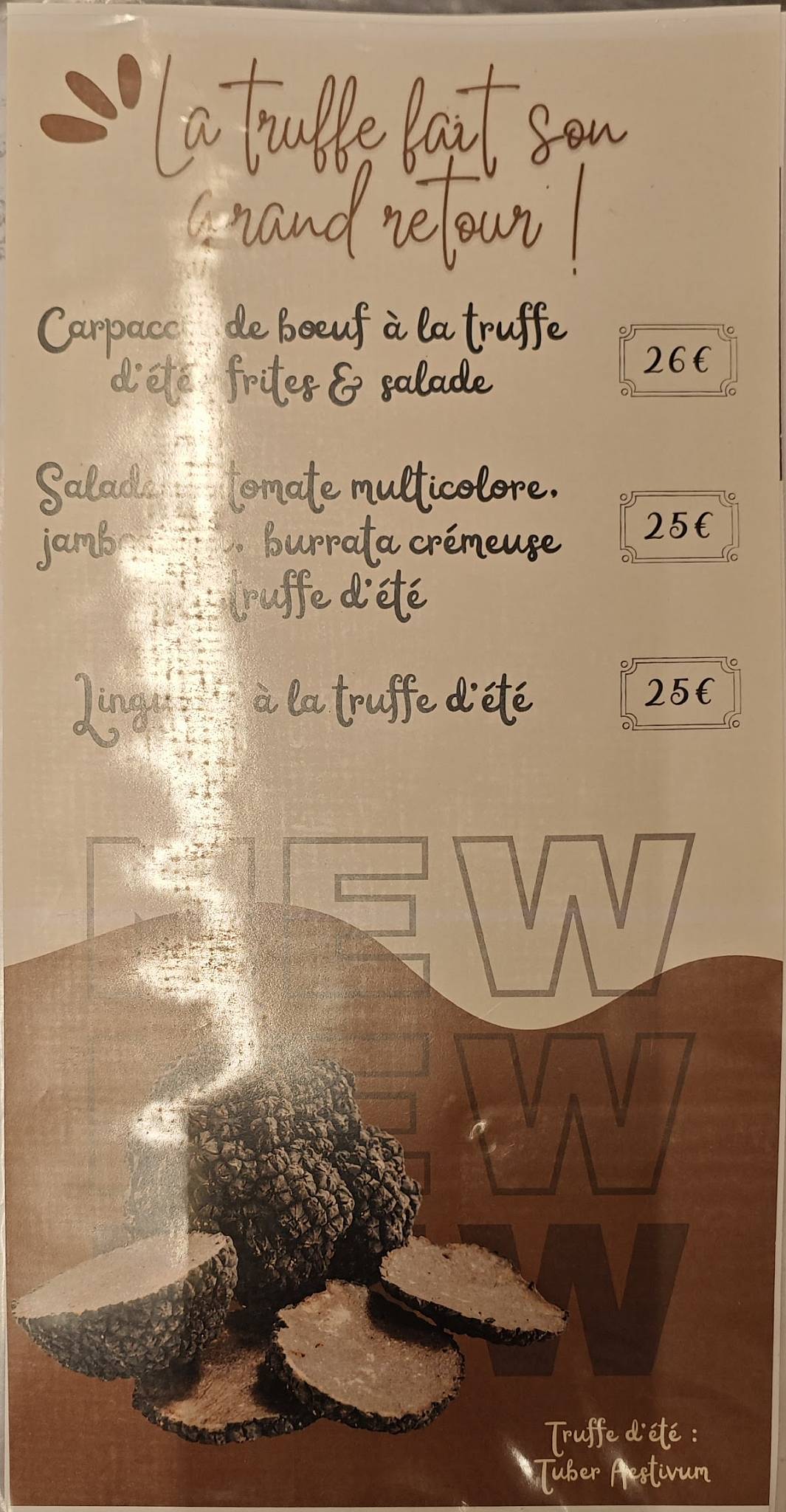 Menu de Factory Avignon