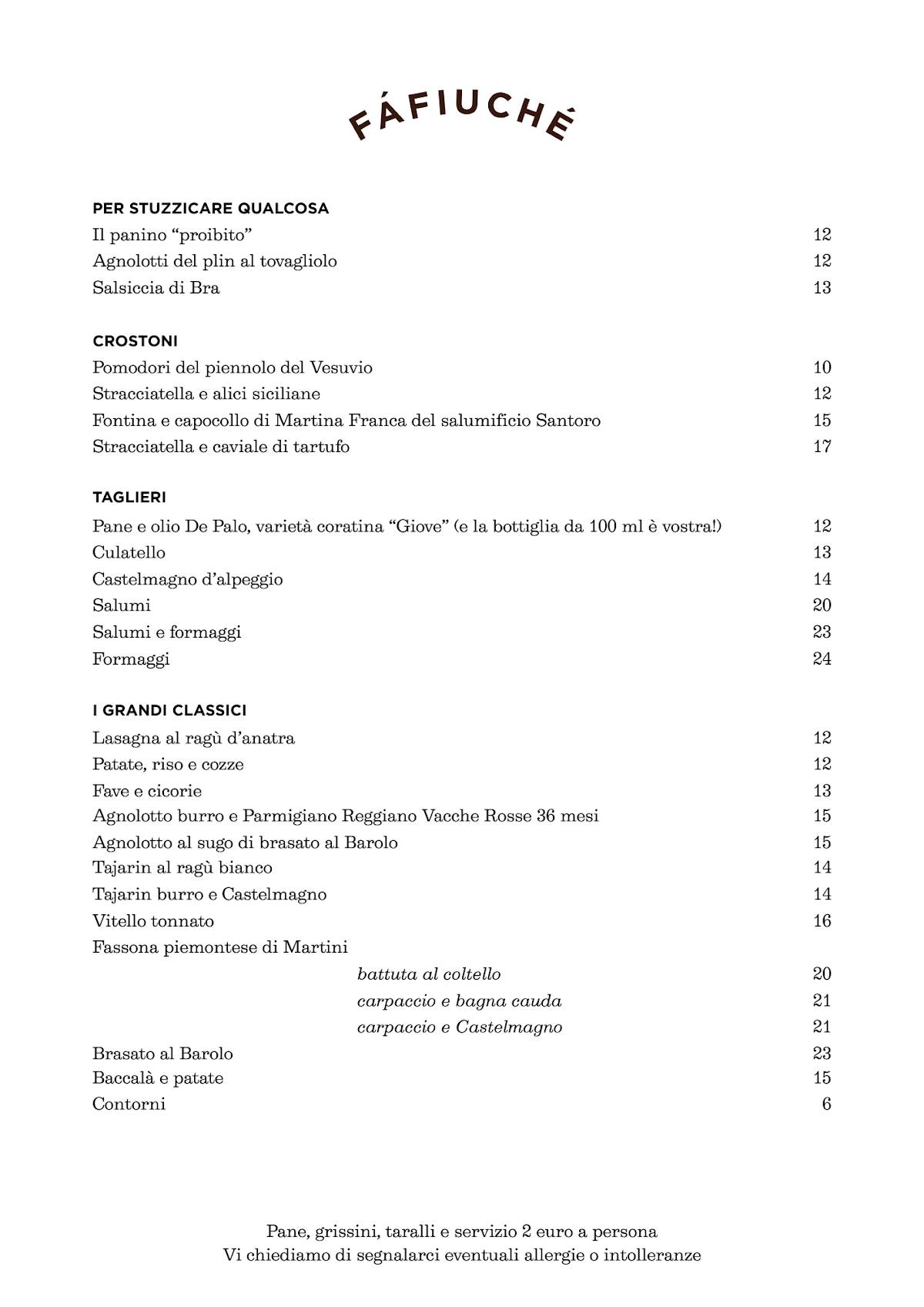 Menu di Fáfiuché 