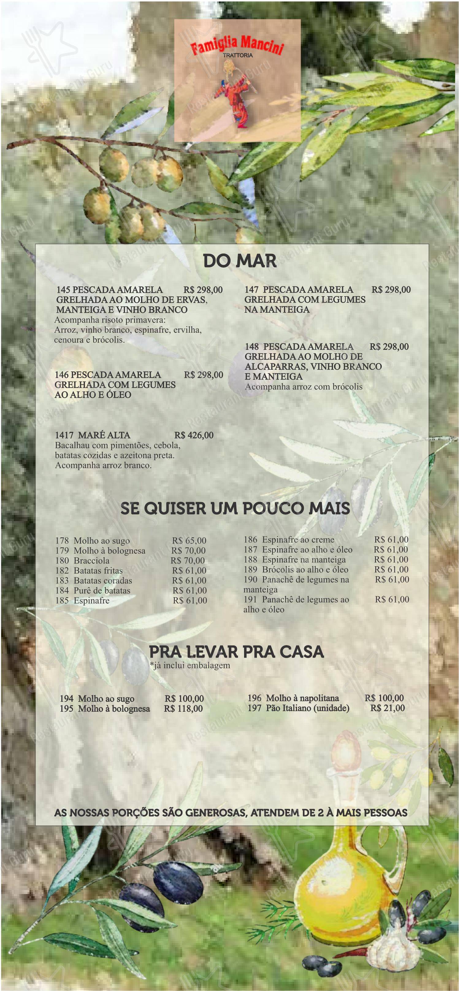 Famiglia Mancini Trattoria - Menu