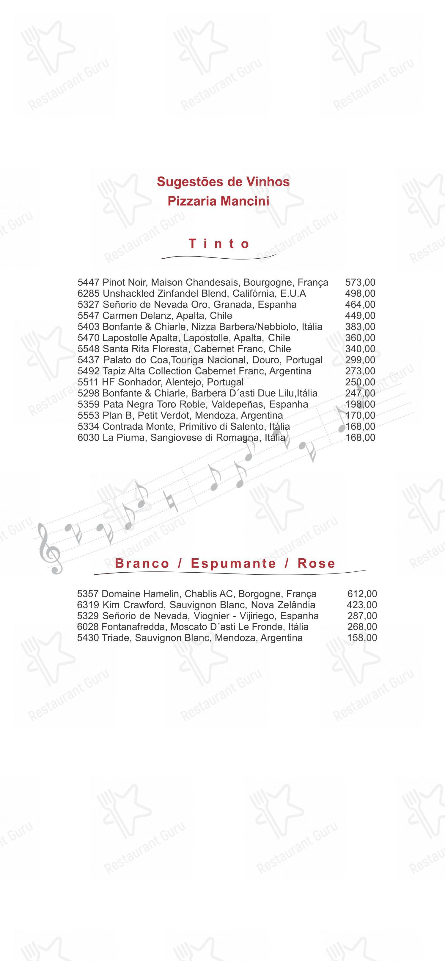 菜单 para Famiglia Mancini Trattoria em São Paulo