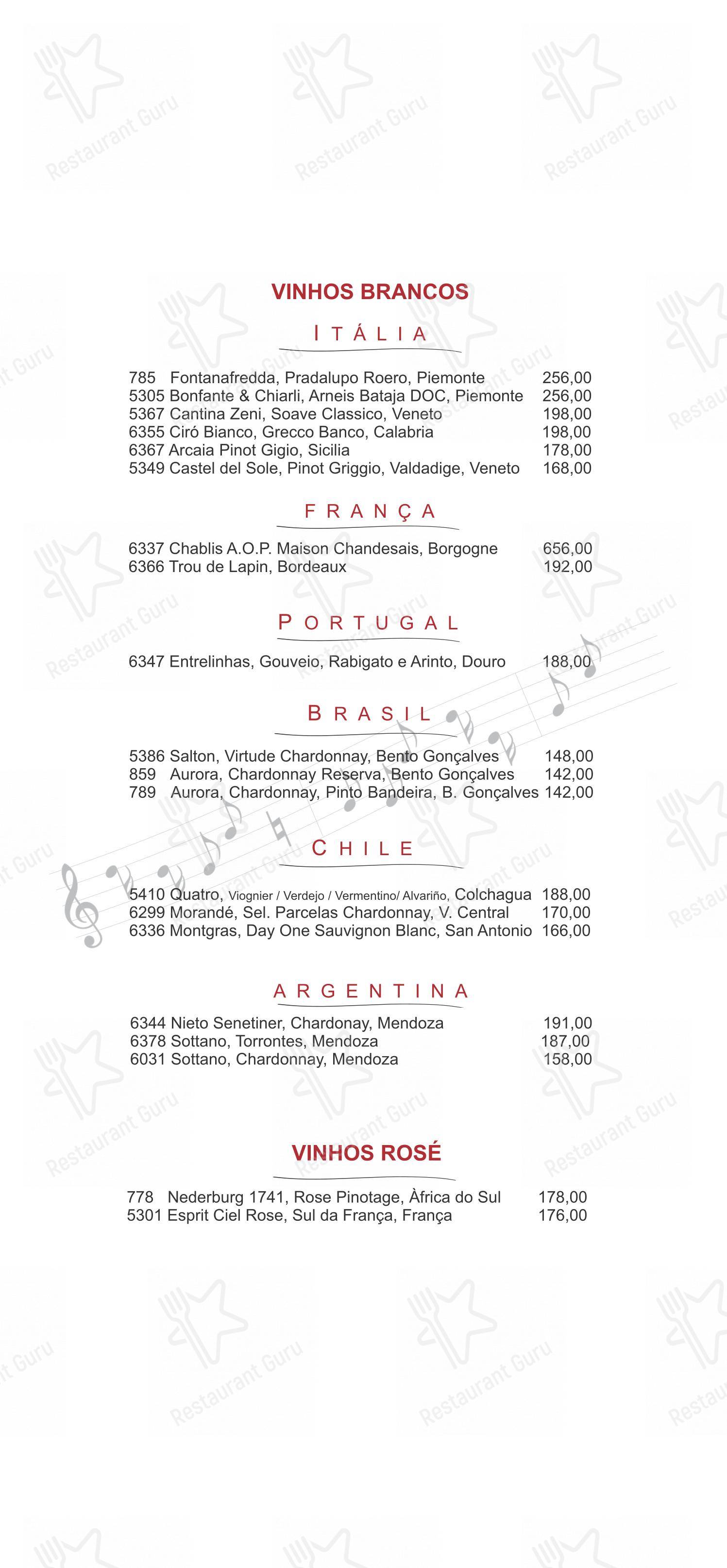Menu para Famiglia Mancini Trattoria em São Paulo