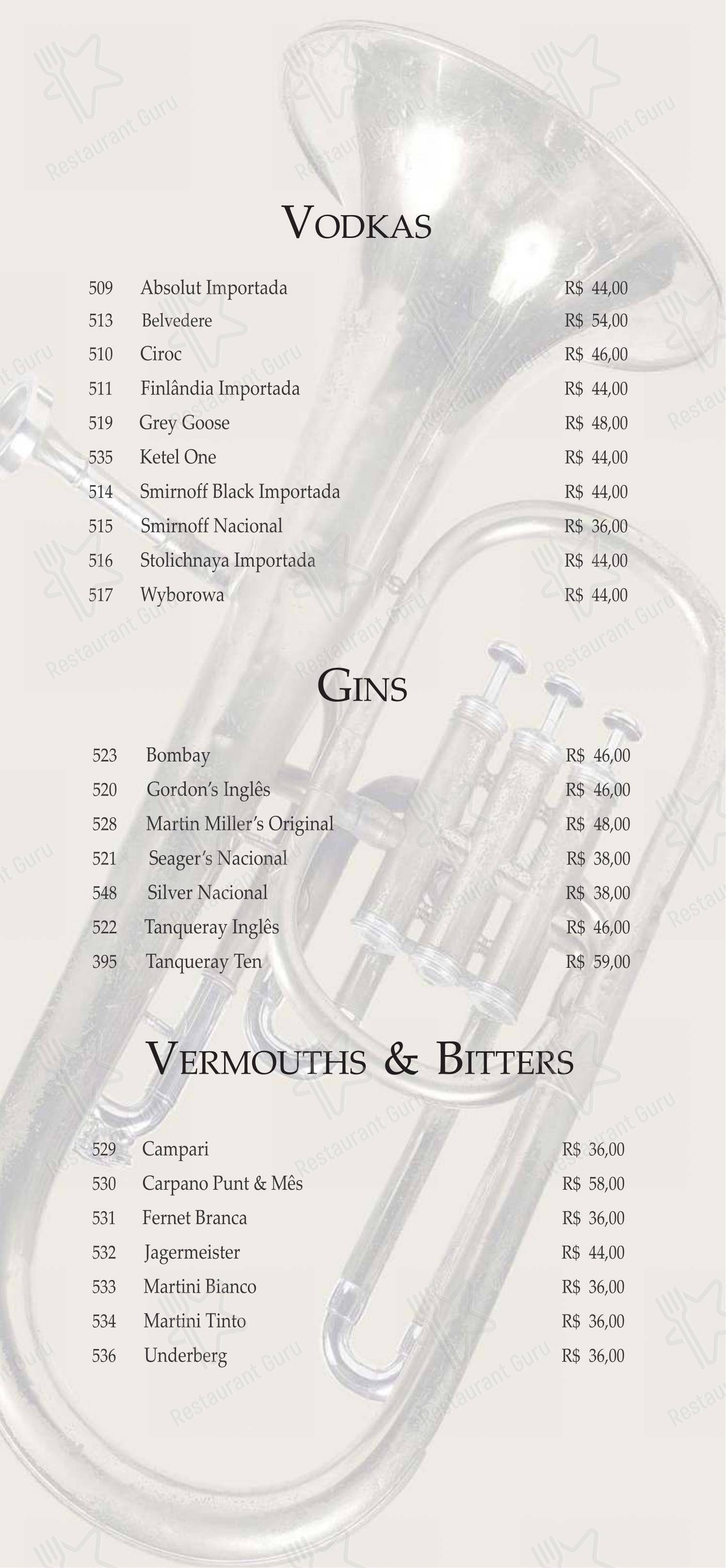 Menu bar para Famiglia Mancini Trattoria em São Paulo