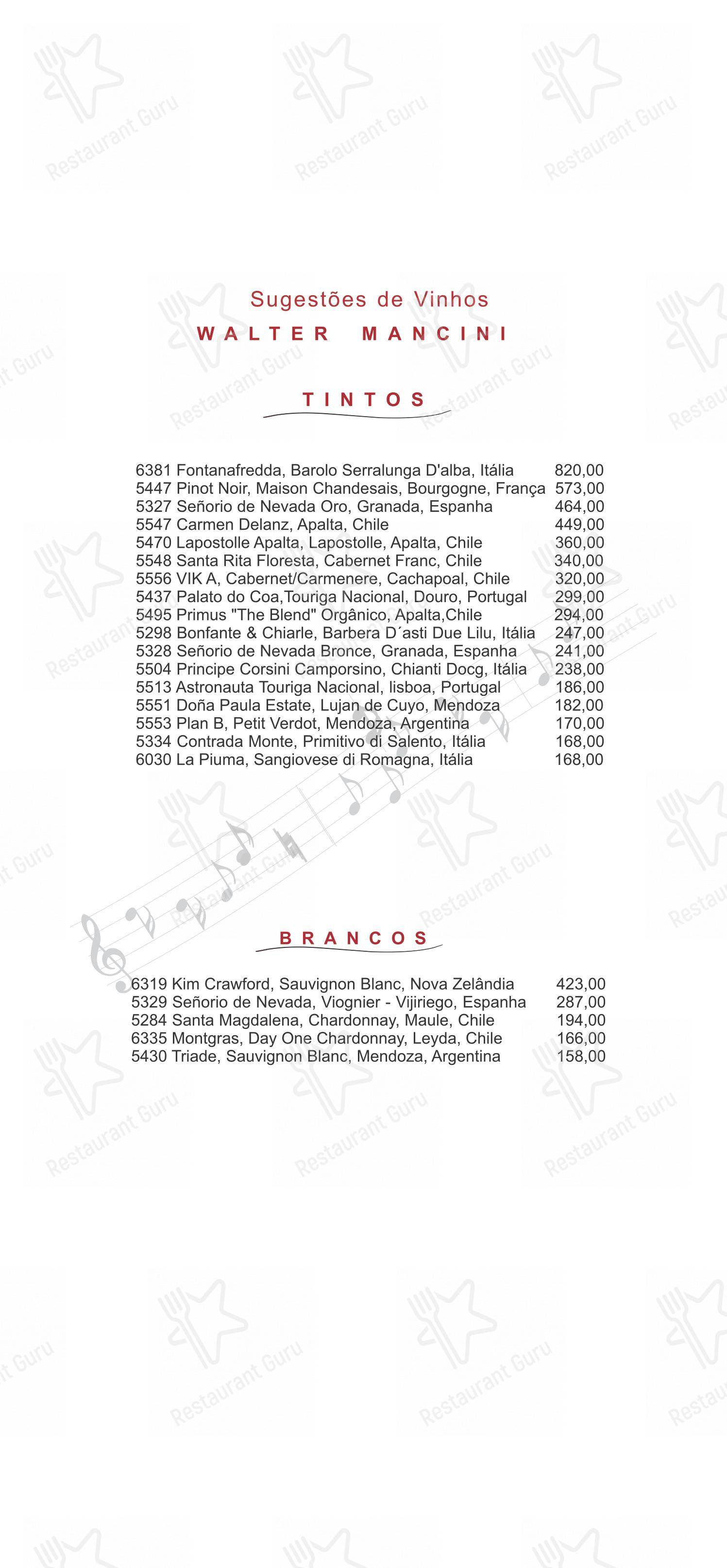 Famiglia Mancini Trattoria em São Paulo - Menu bar