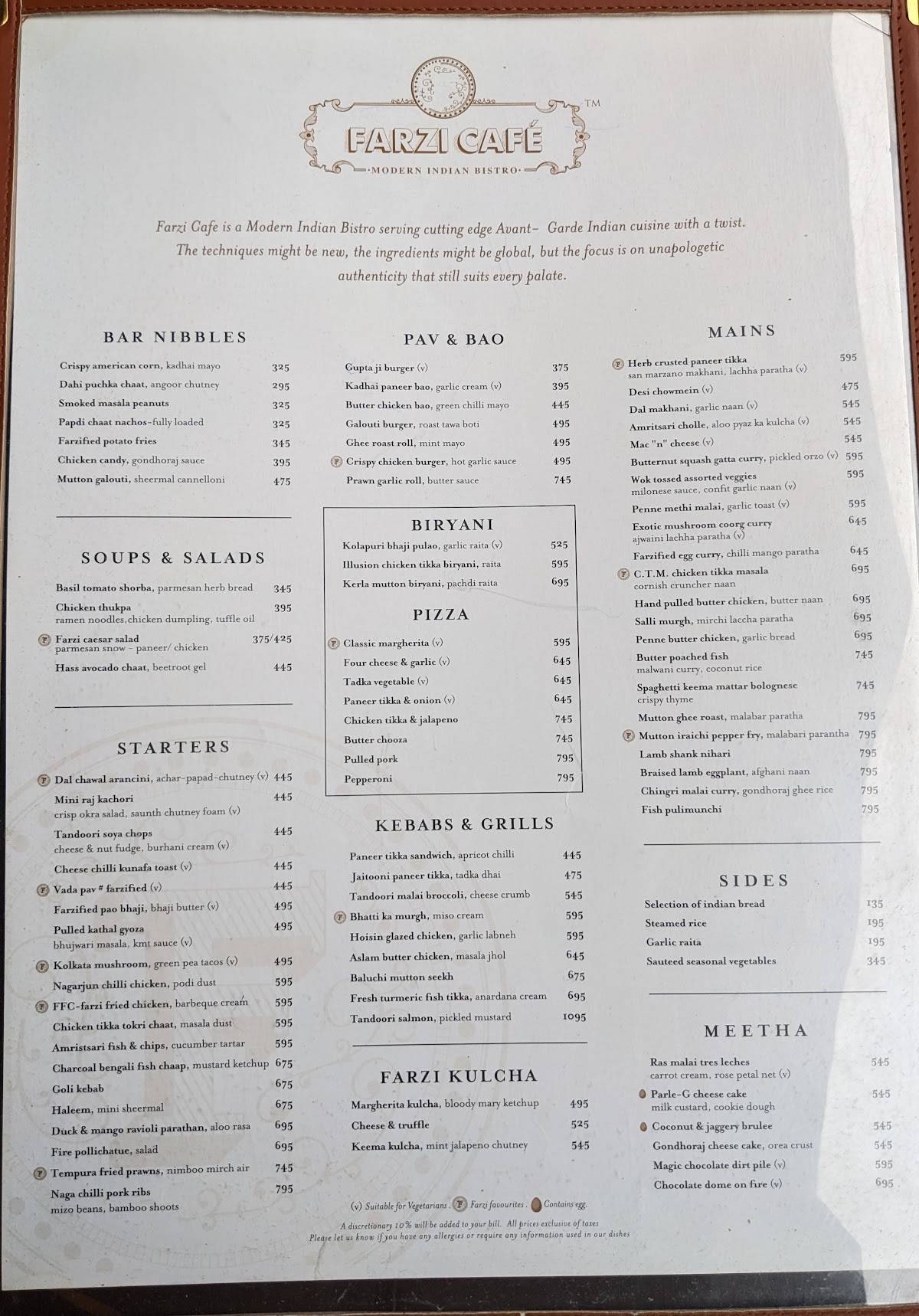 Farzi Cafe Aerocity menu