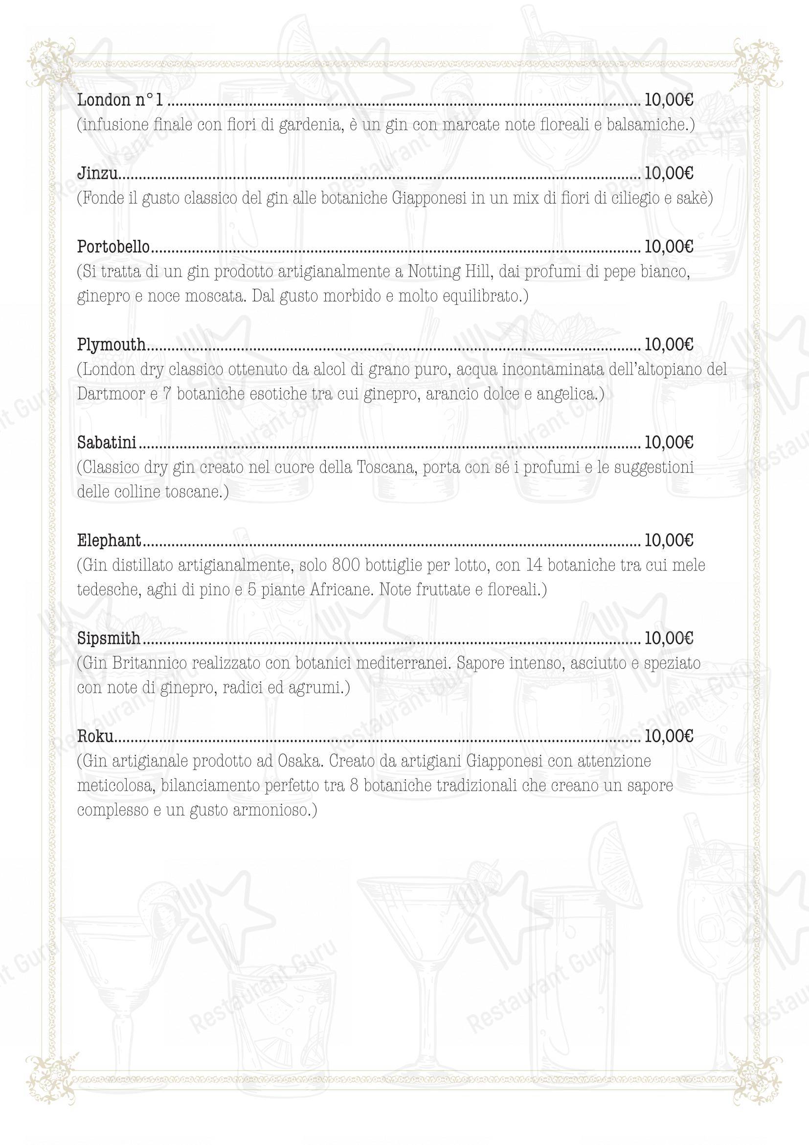 Основное меню per Fauno 3.0 aperitivo cocktail bar pub & bar