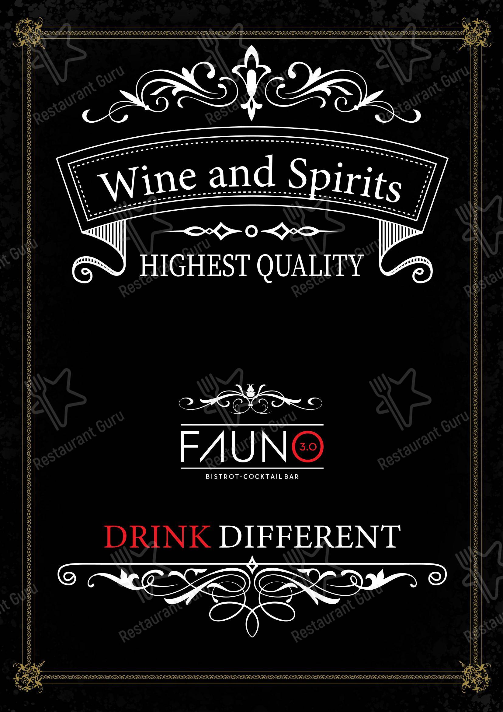 Menu di Fauno 3.0 aperitivo cocktail bar - Основное меню