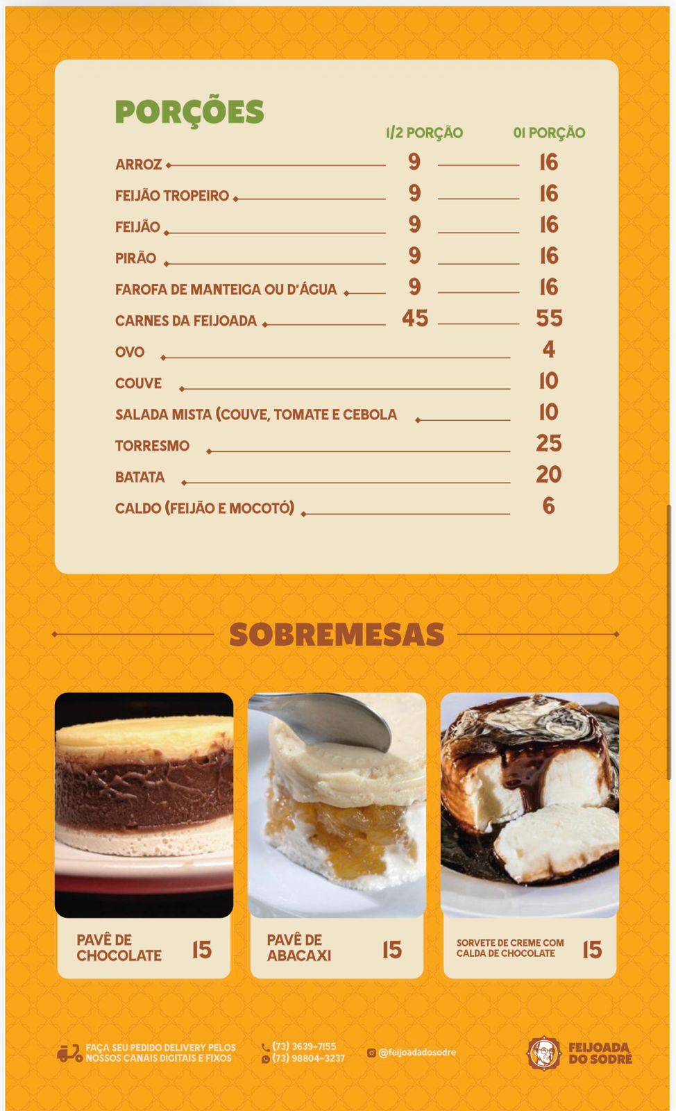 Feijoada Do Sodré cardápio