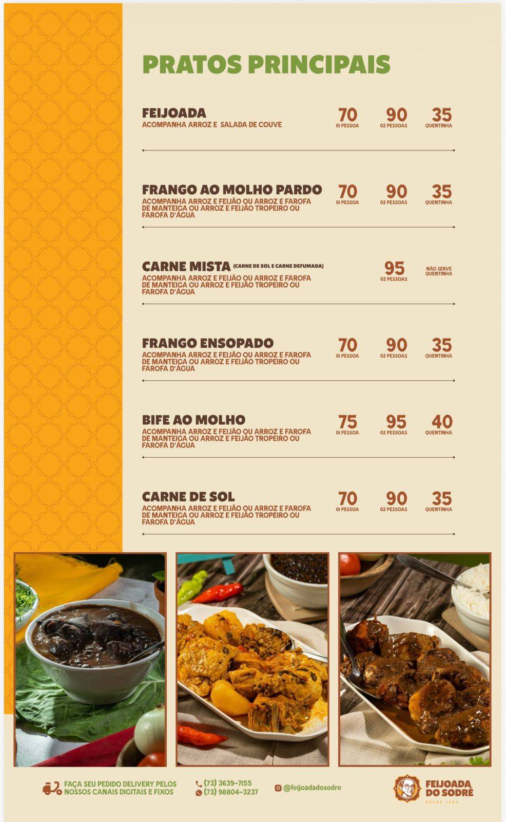 Feijoada Do Sodré cardápio