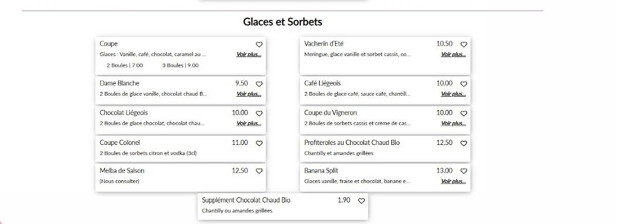 Menu de Félicie