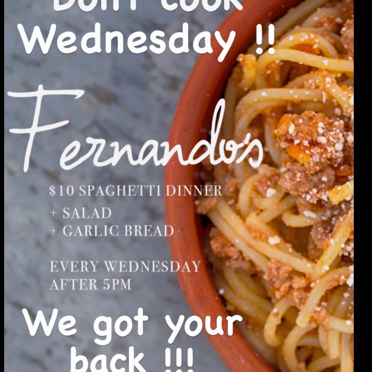 Menu at Fernando's steakhouse, Sugar Land