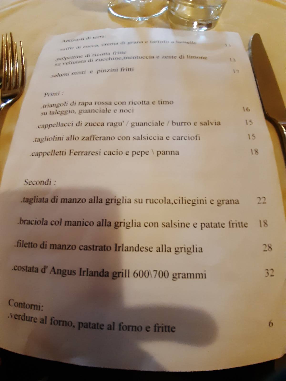 Menu di Ristorante Barchessa 