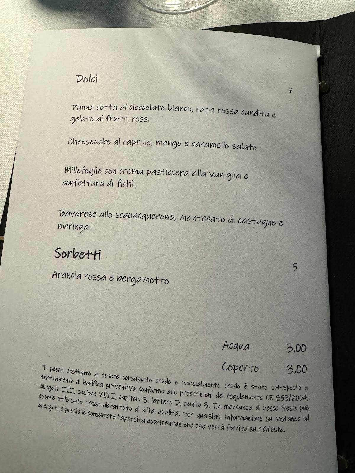Menu di Ristorante Olivia in Rosa 
