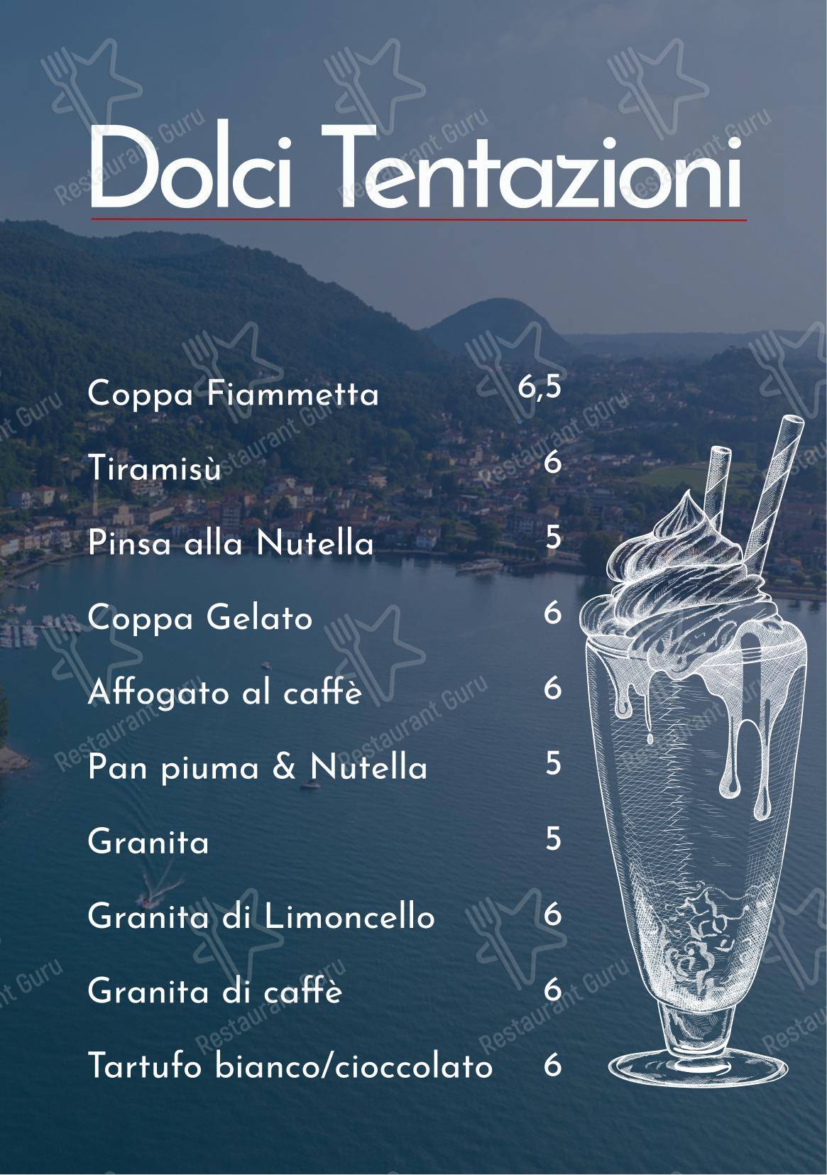 Menu per Fiammetta Beach Club in Porto Ceresio