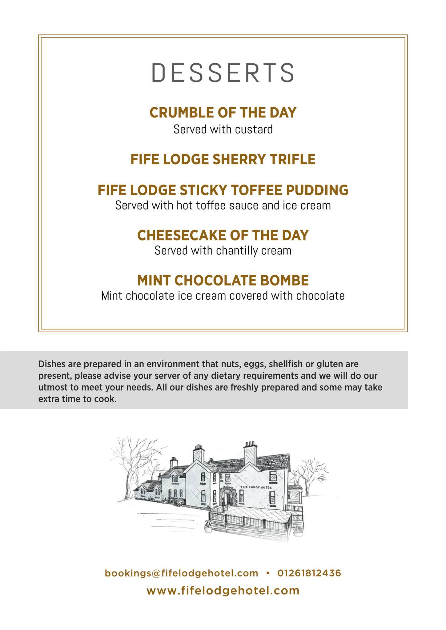 Menu at Fife Lodge Hotel pub & bar, Banff