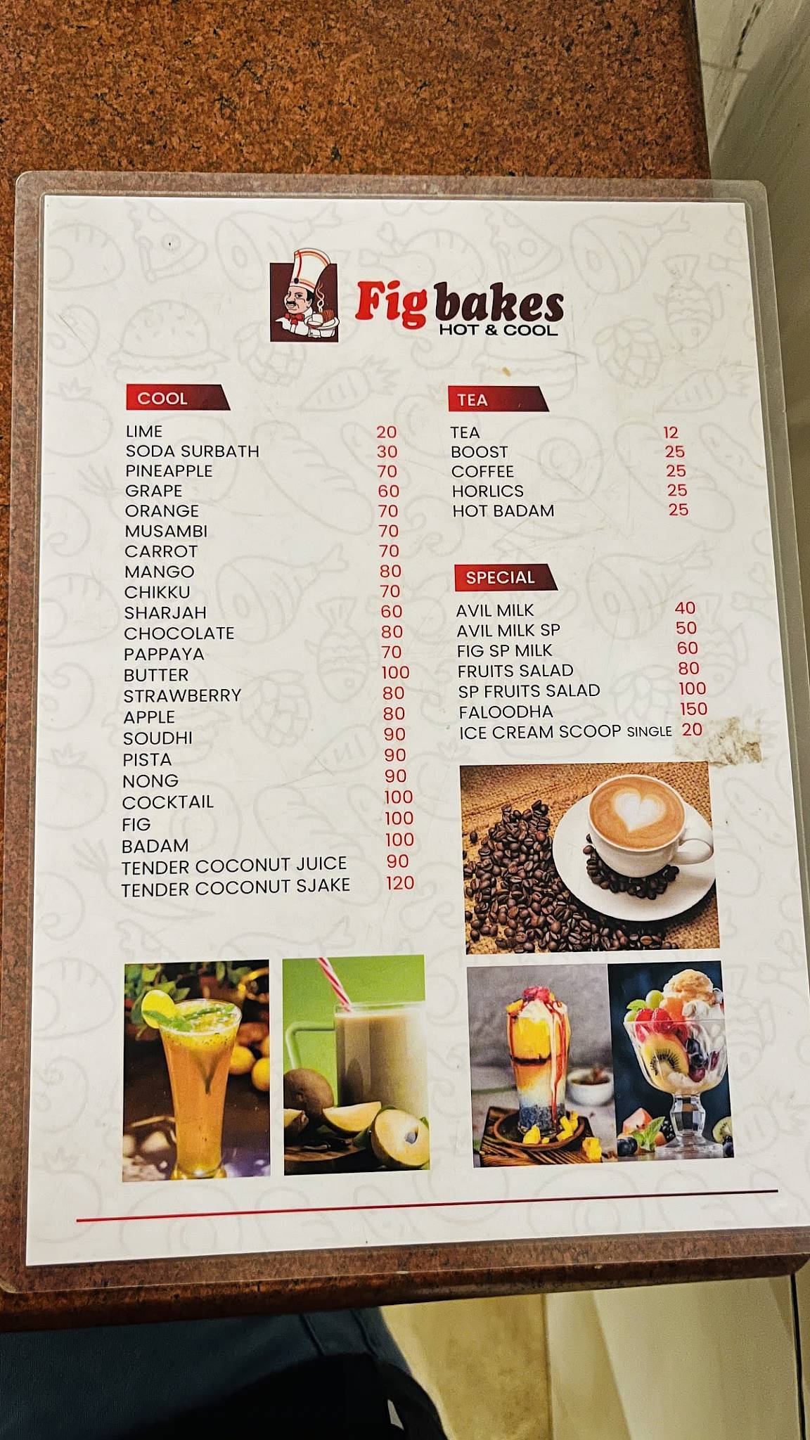 Fig Bakes menu
