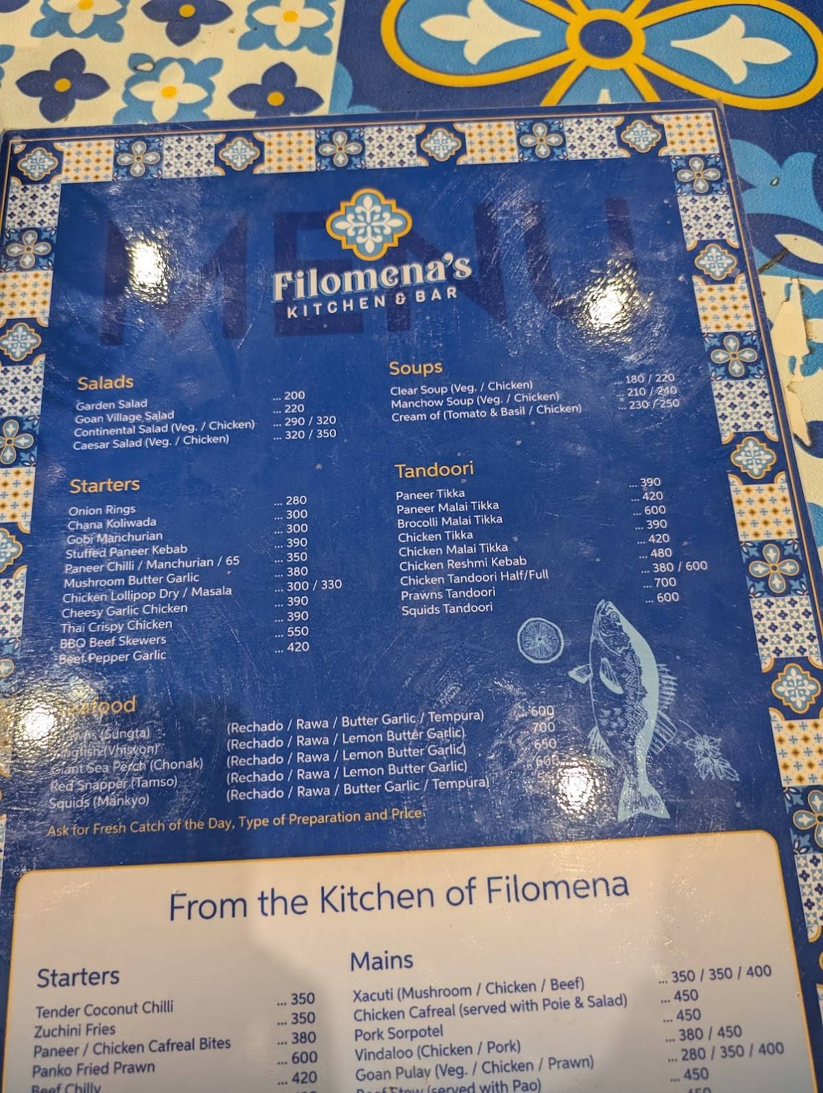 Filomena's Kitchen menu