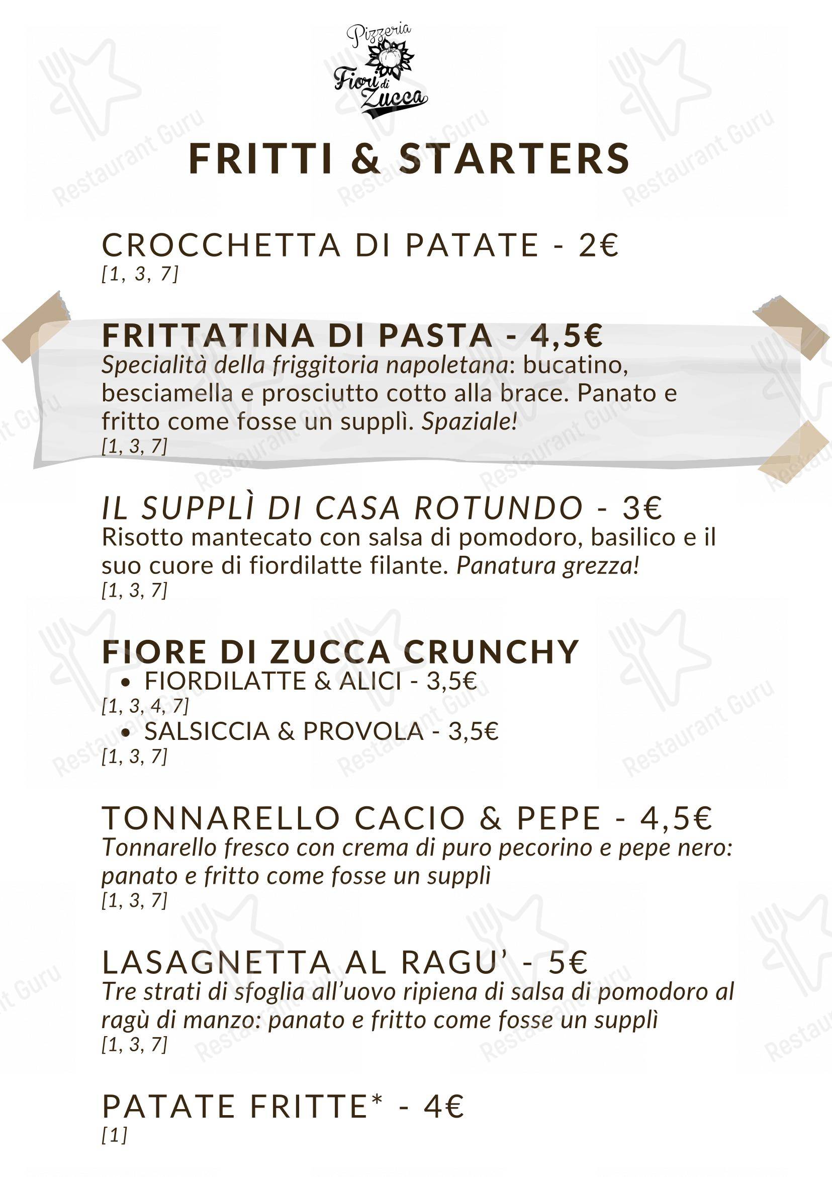 Menu per Fiori di Zucca - La Pizza Napoletana a Casa tua (zona Marconi) in Roma