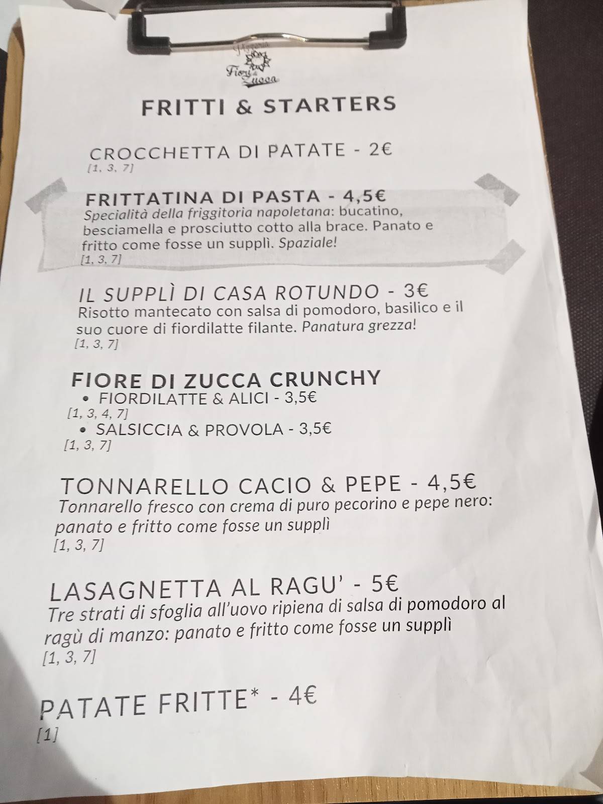 Menu di Fiori di Zucca - La Pizza Napoletana a Casa tua (zona Marconi) 