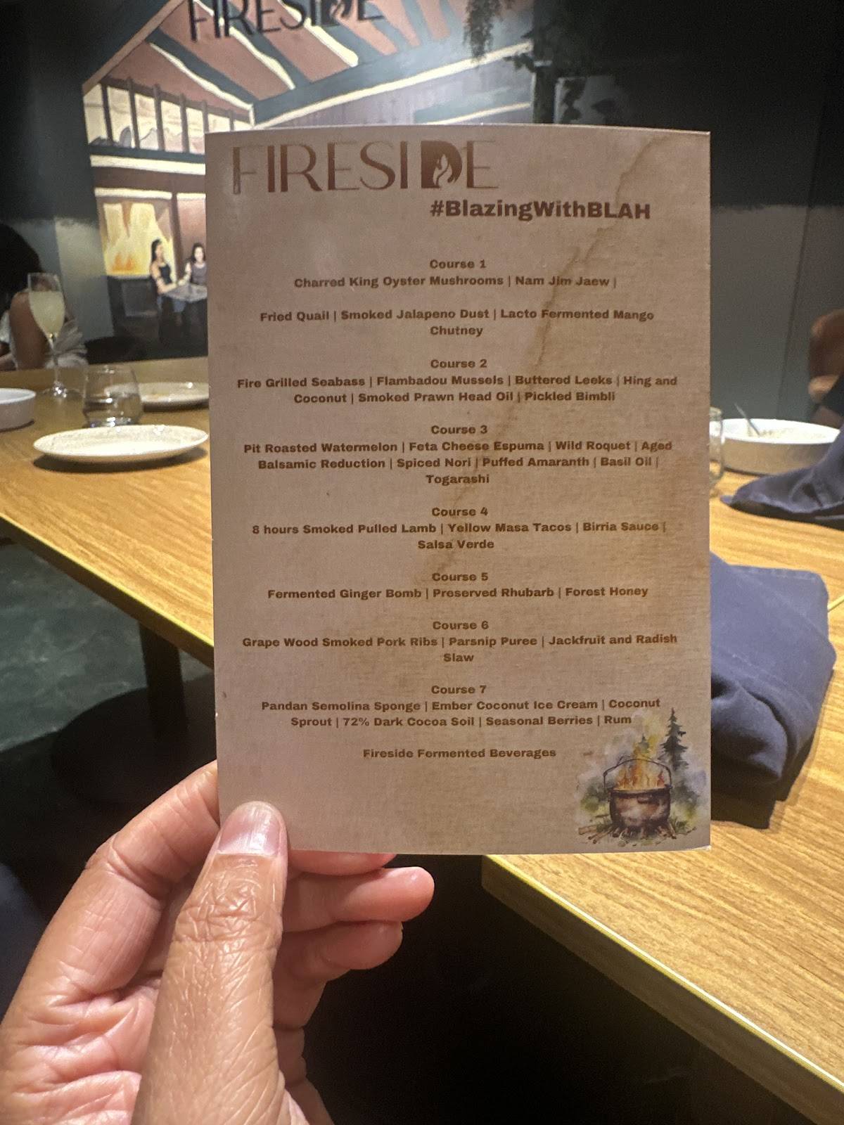 Fireside: Flame Craft Dining menu