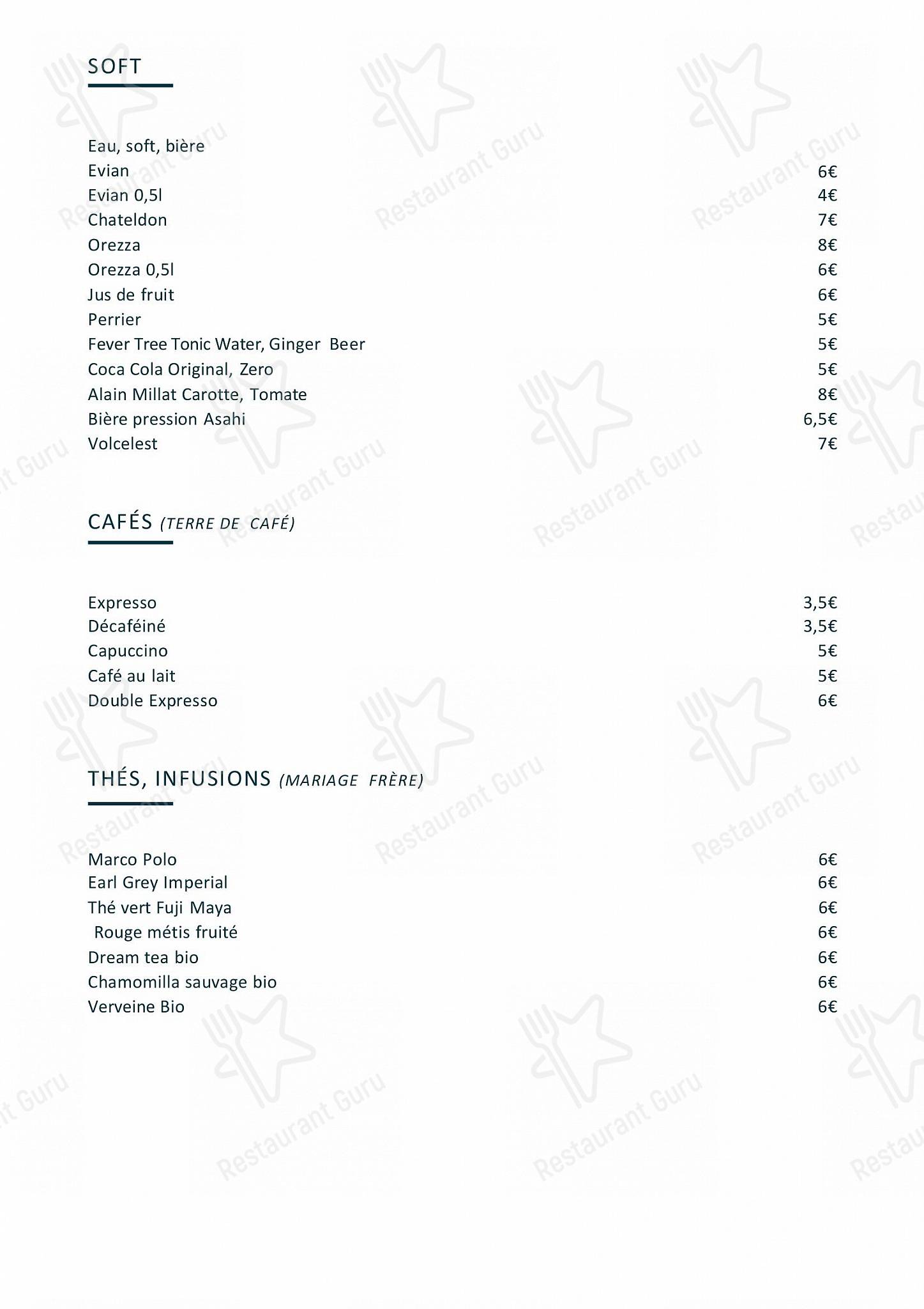 Bar menu pour Fitzgerald dans Paris