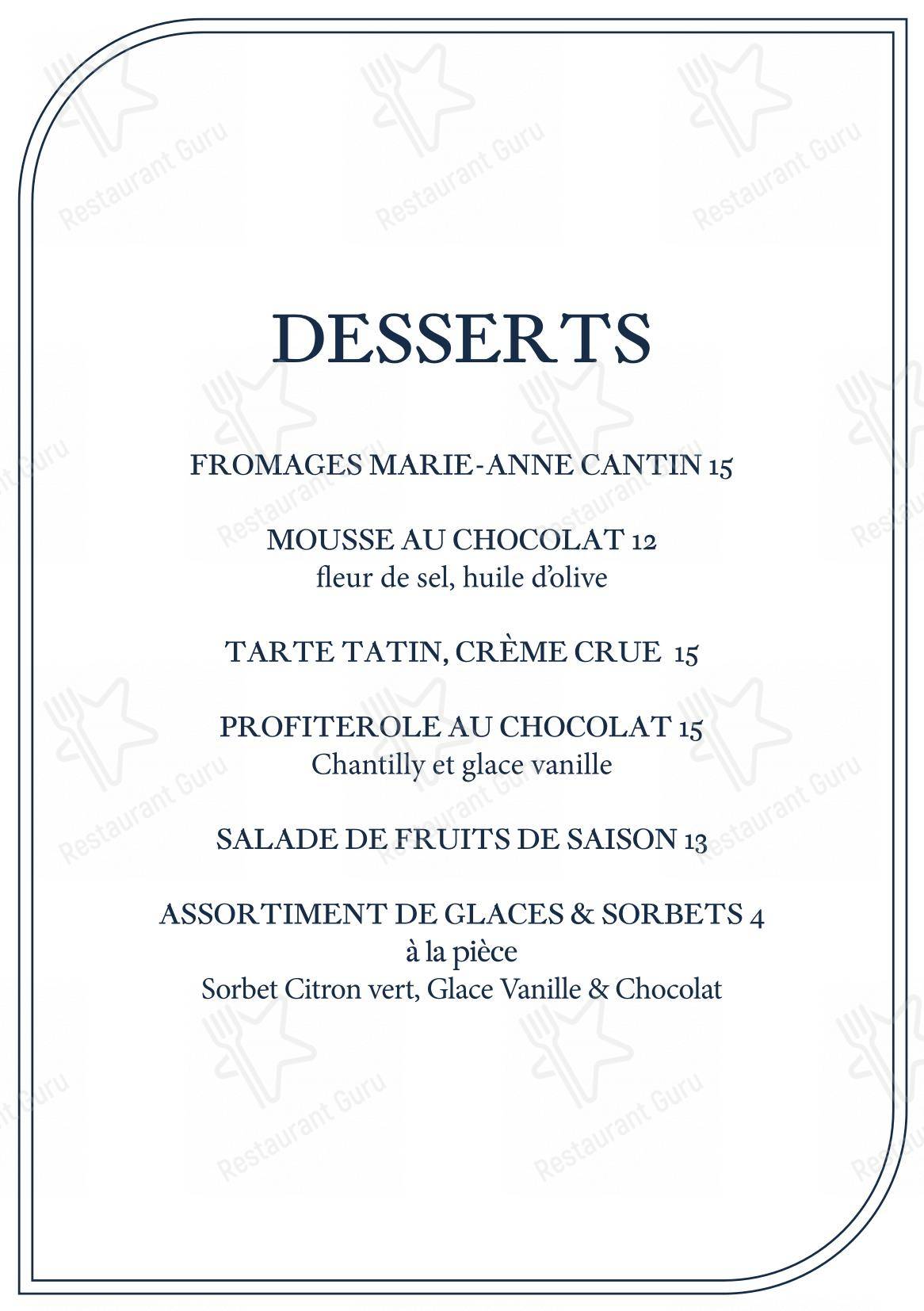 Menu bar pour Fitzgerald dans Paris