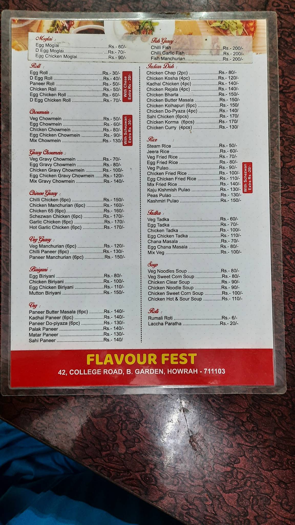 Flavour Fest menu