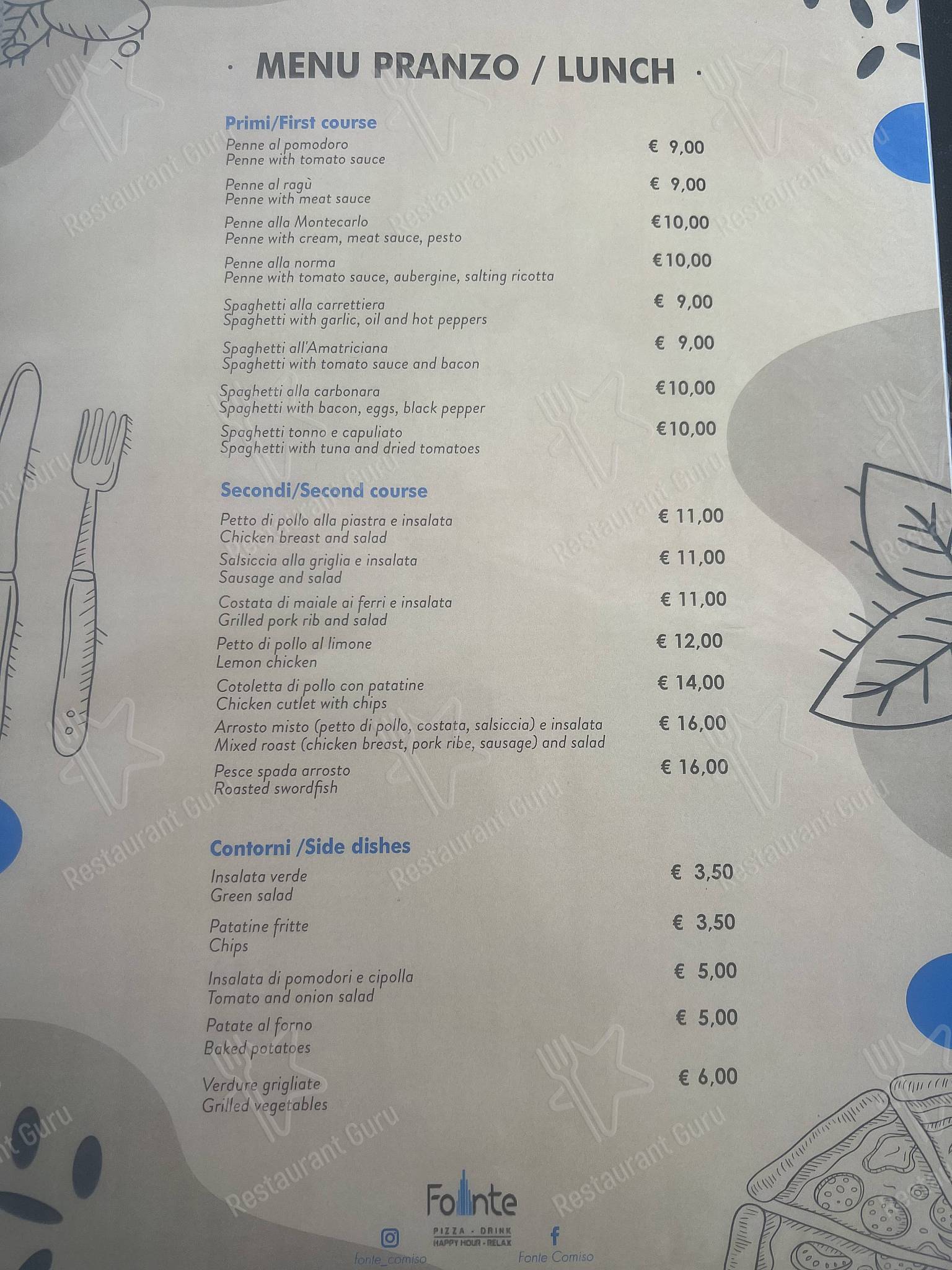 Guarda il menu di Fonte