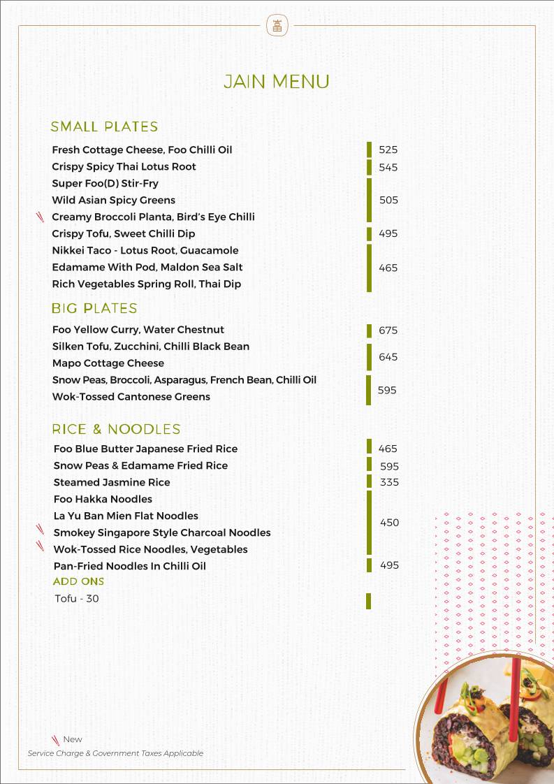Foo Bandra menu