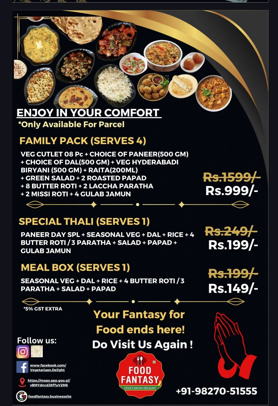 Food Fantasy Veg Restaurant menu