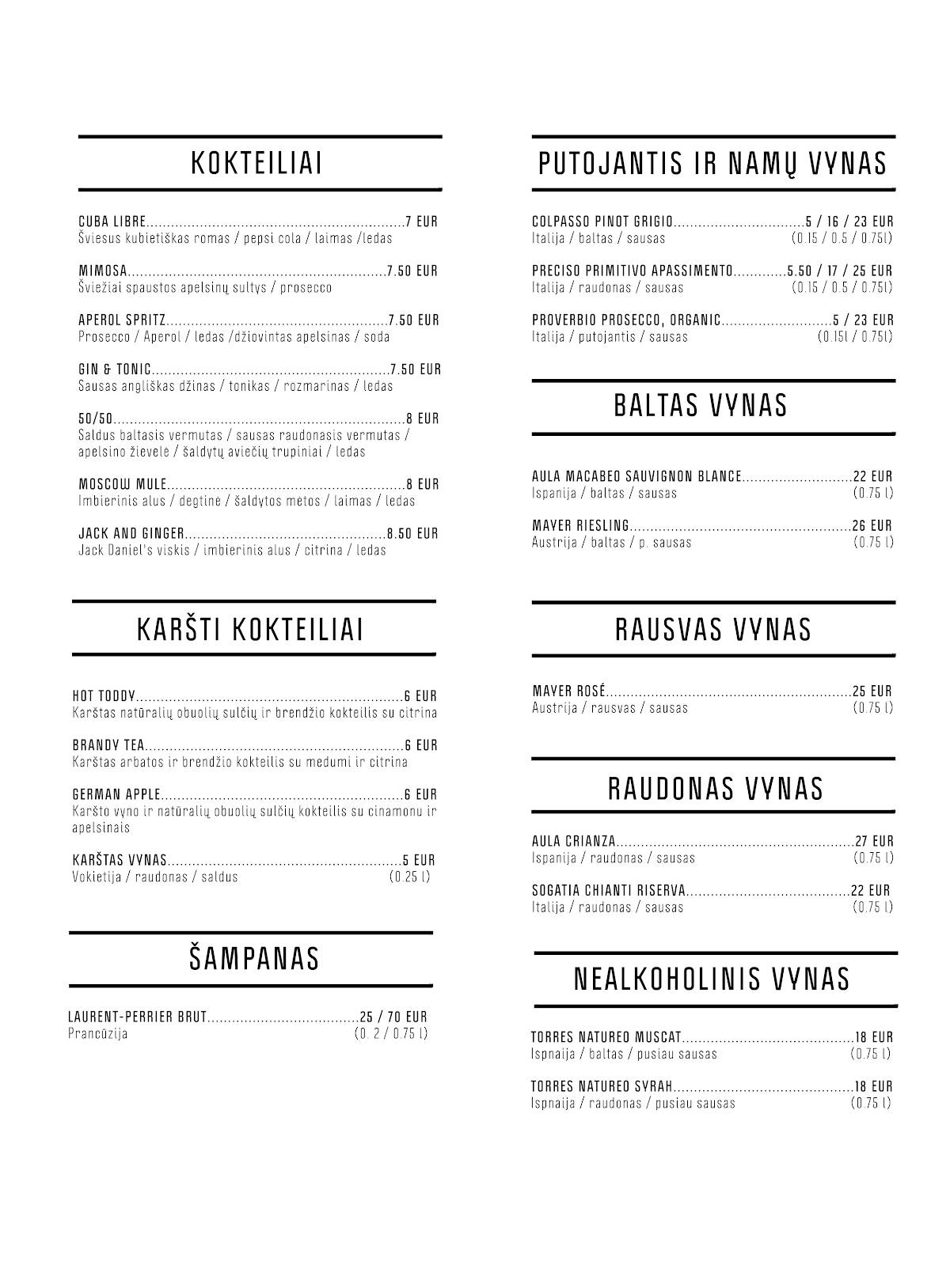 Menu de Food Lab