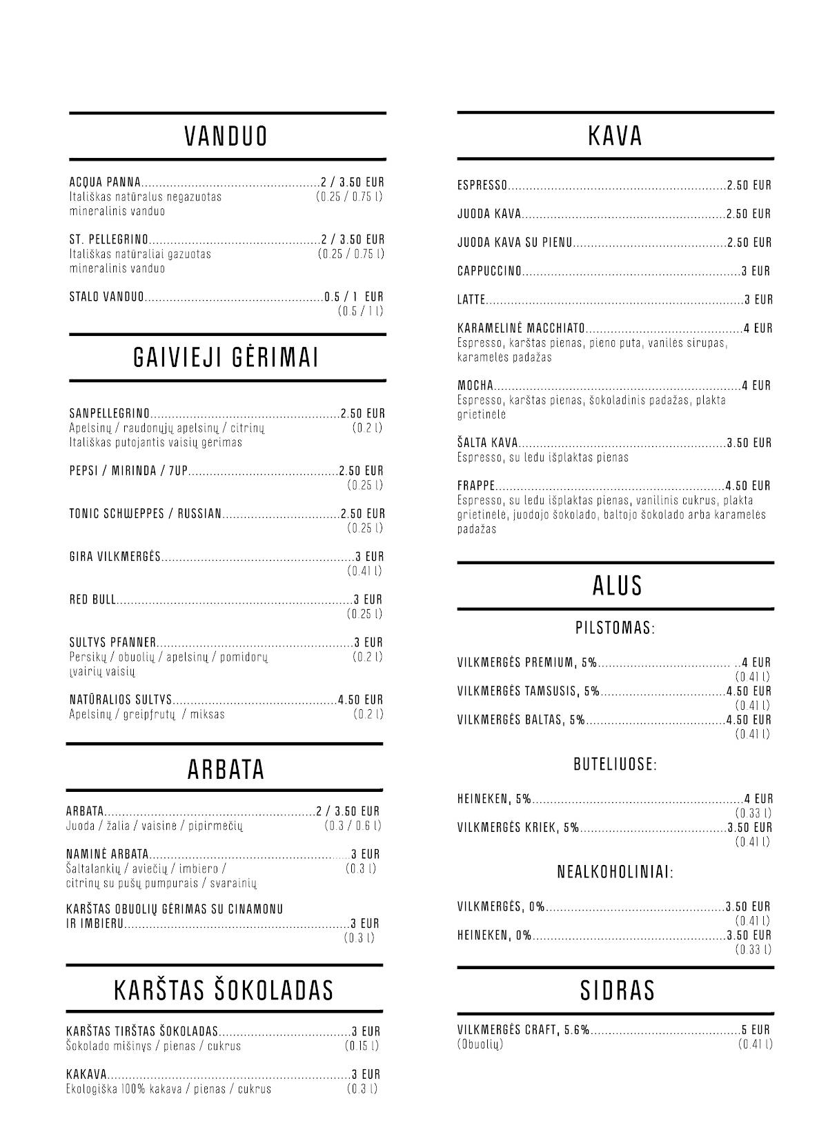 Menu de Food Lab