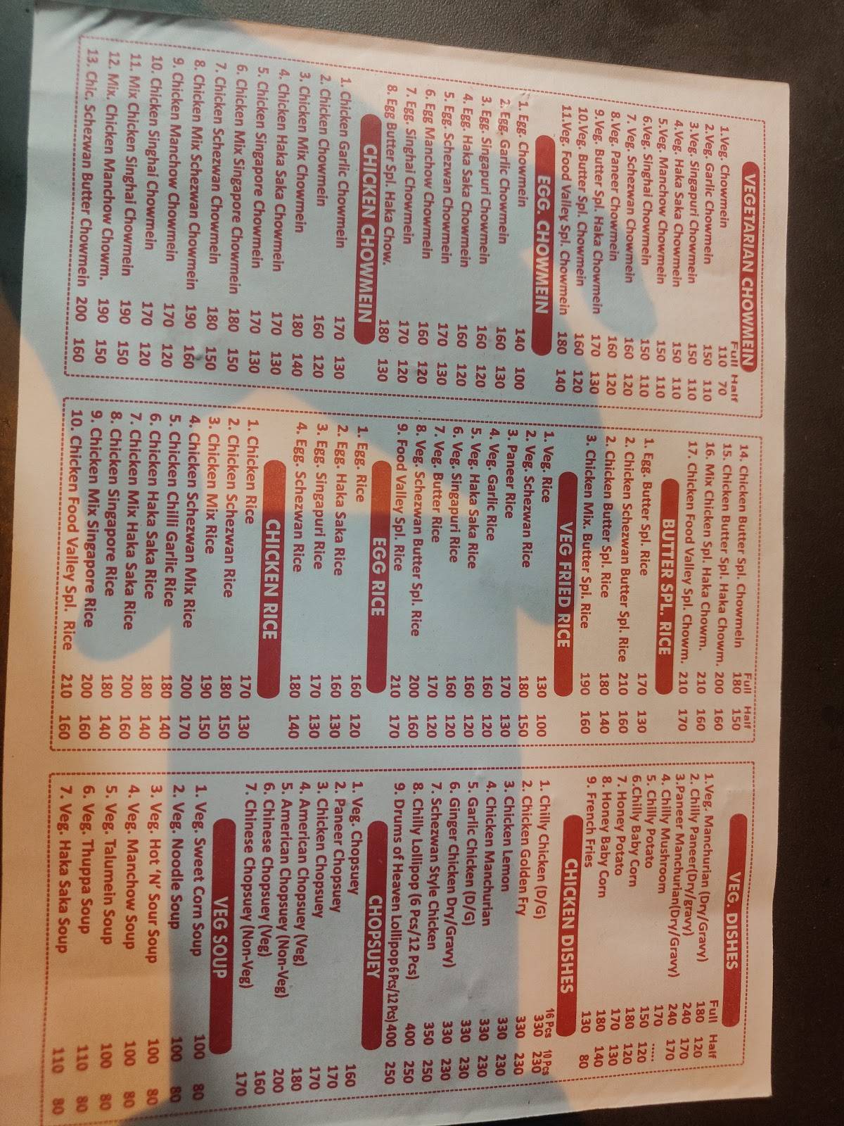 Food Valley menu