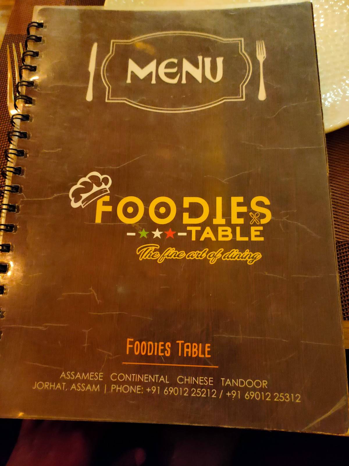 Foodies Table menu