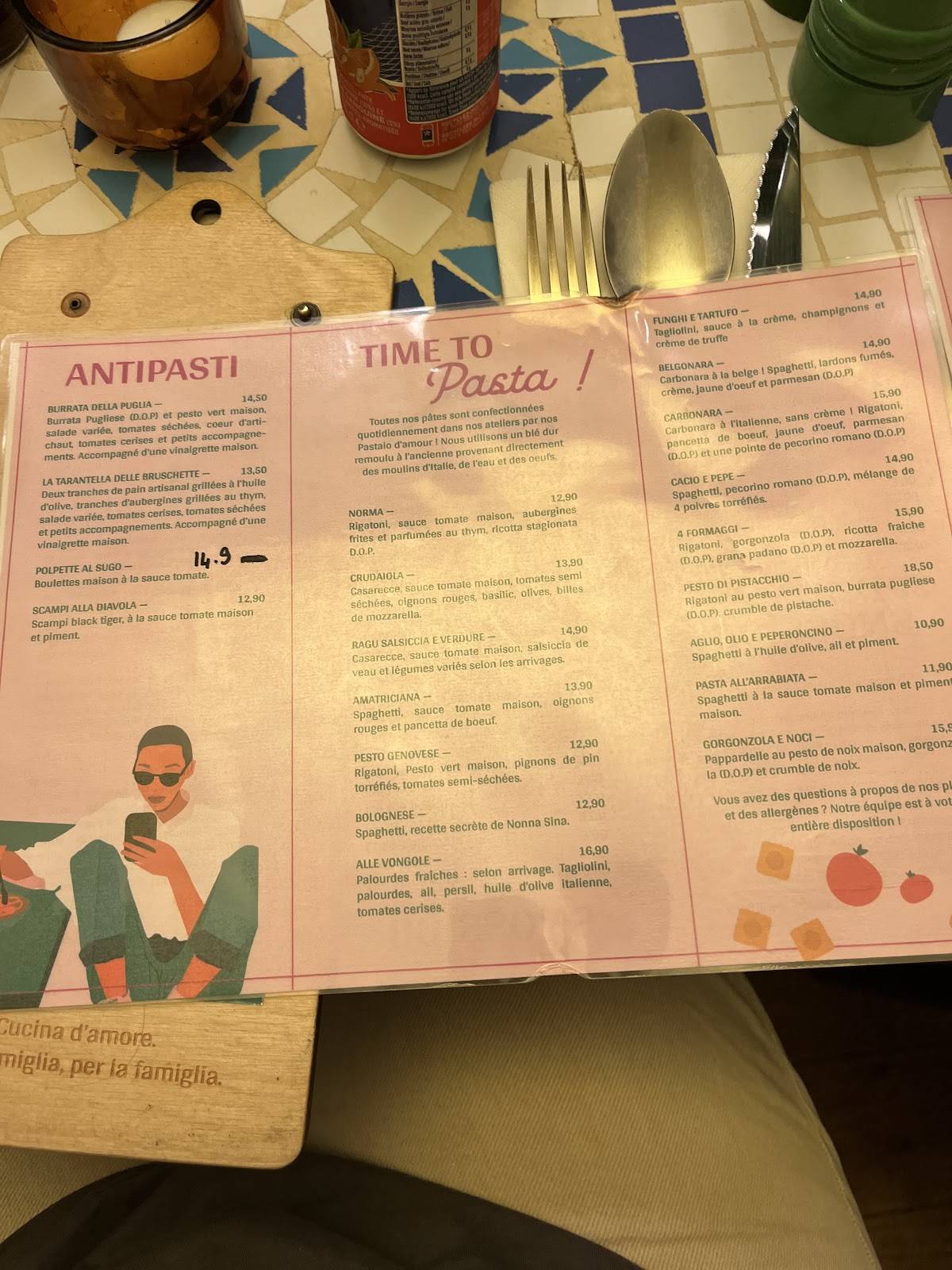 Menu de SINA PASTA - FOREST