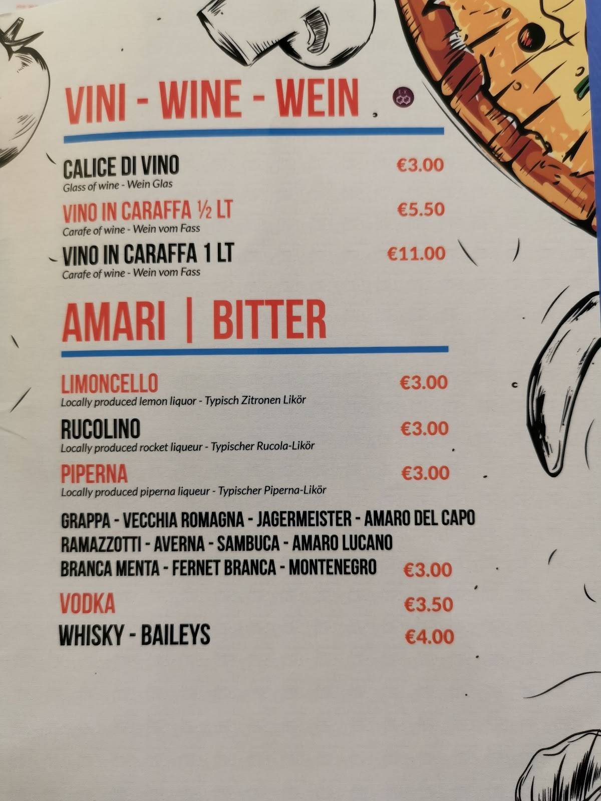 Menu di Bar Pizzeria La Strambata 