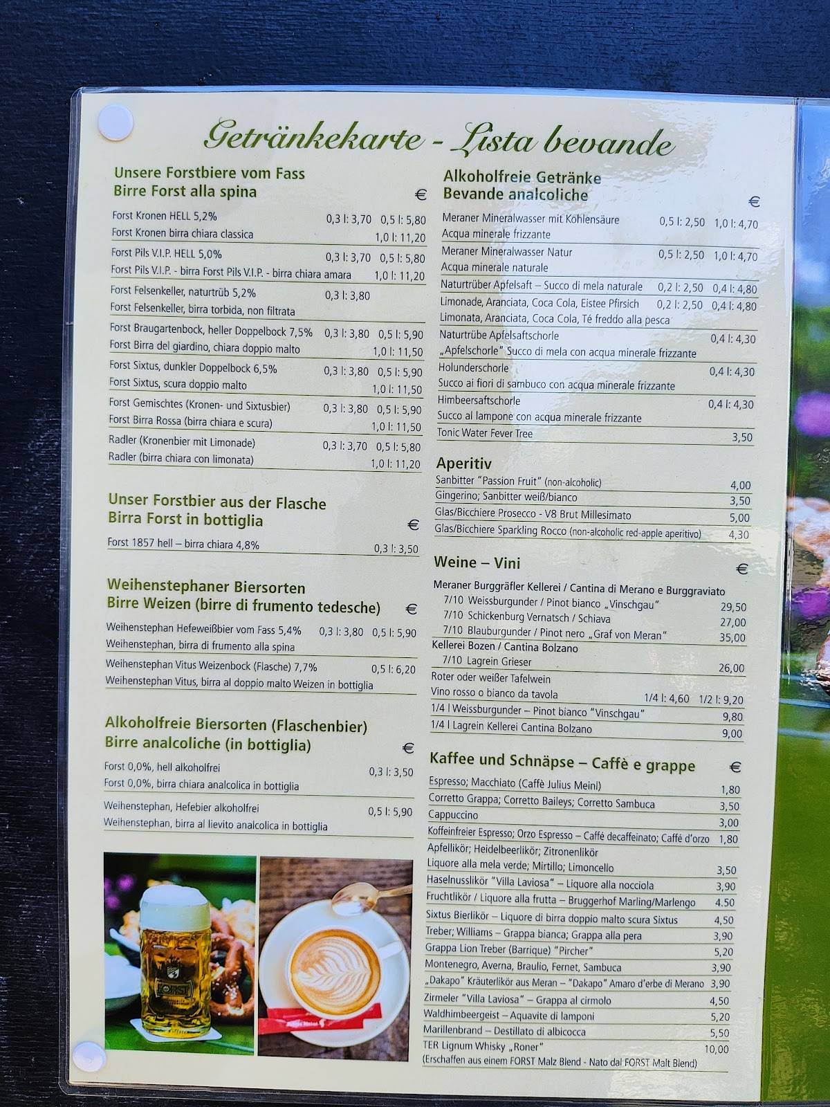 Menu di Forsterbräu Merano 